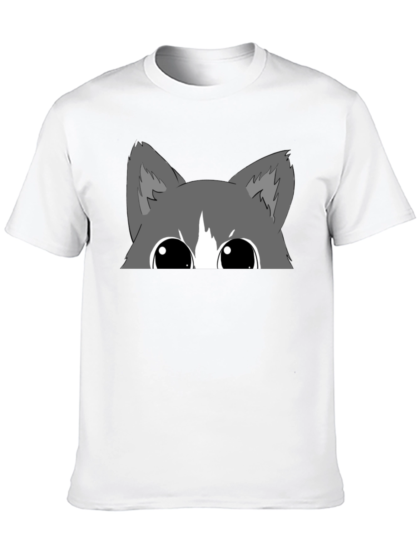 Peek-a-Boo Cat Graphic Tee - Black Cotton Blend