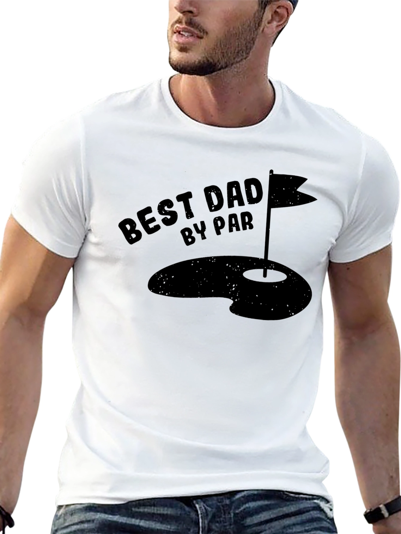 Best Dad By Par Black Graphic Tee Golf Lover