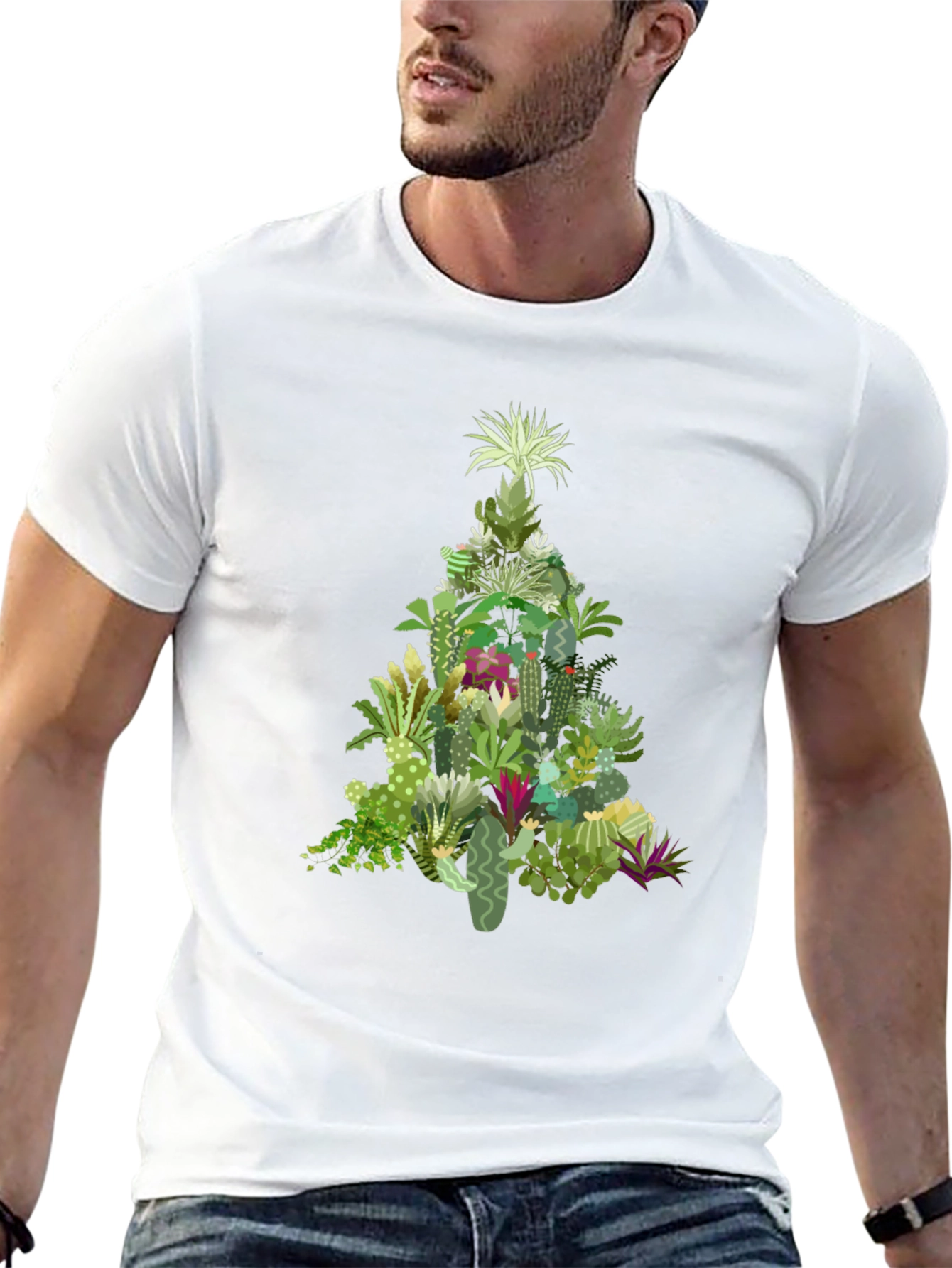 Cactus Christmas Tree Graphic T-Shirt