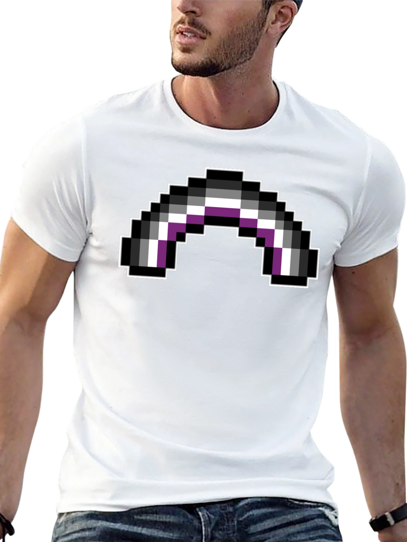 Asexual Pride Flag Pixel Art Black T-Shirt