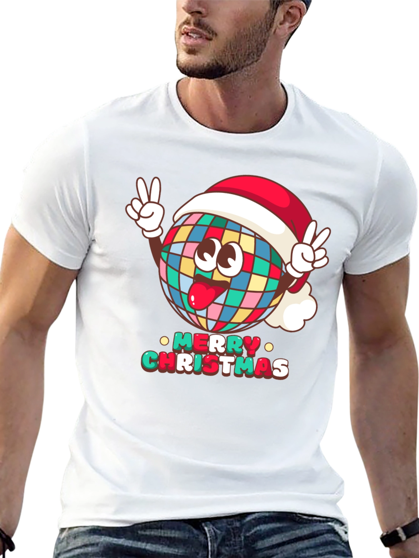 Merry Christmas Disco Ball Graphic Tee