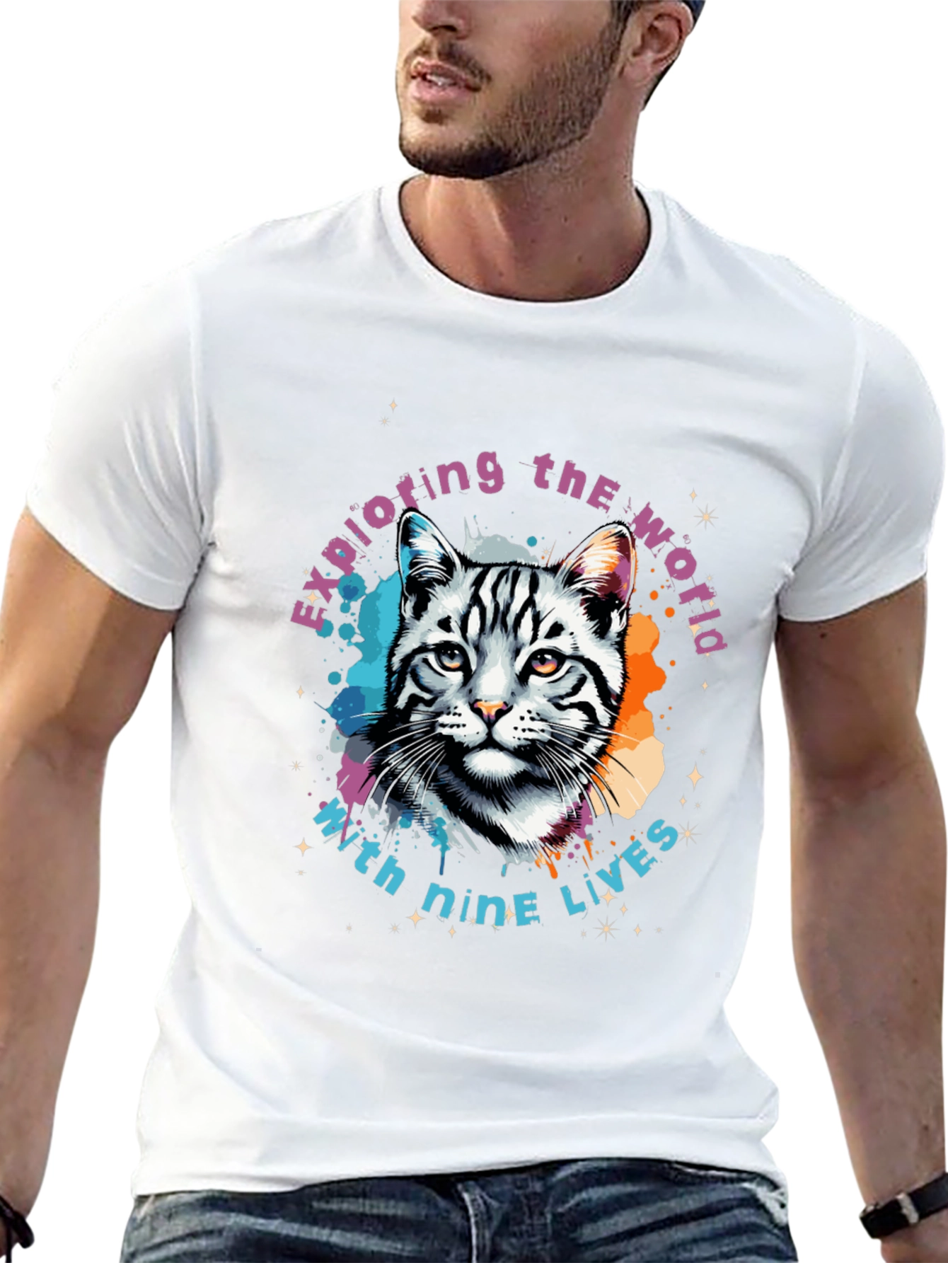 Exploring Cat T-Shirt - Nine Lives Adventure