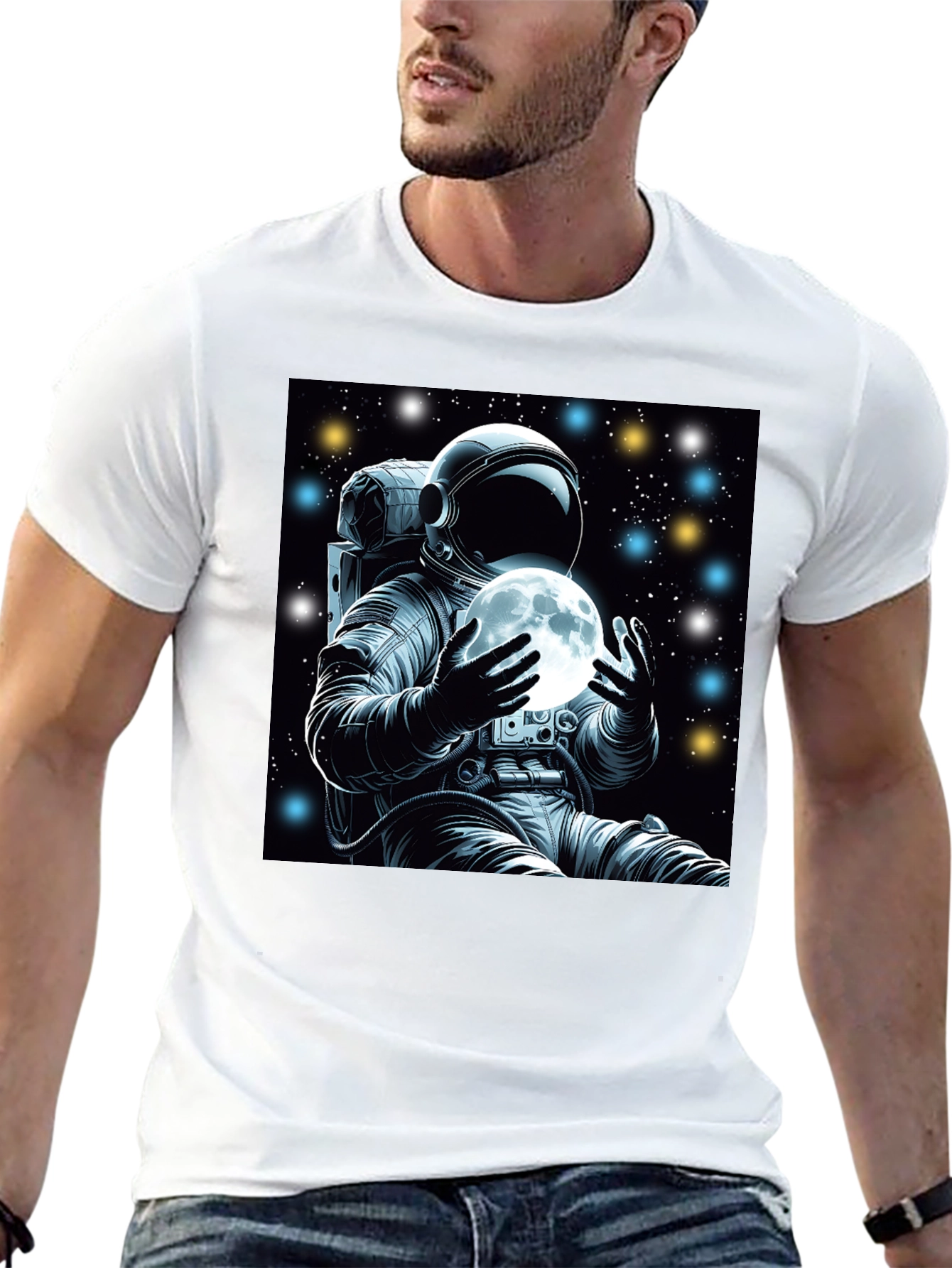 Astronaut Moon Graphic Tee - Space Explorer Shirt