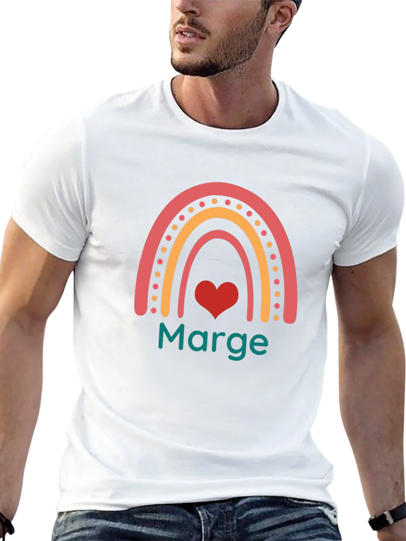 Marge Rainbow Heart Graphic T-Shirt