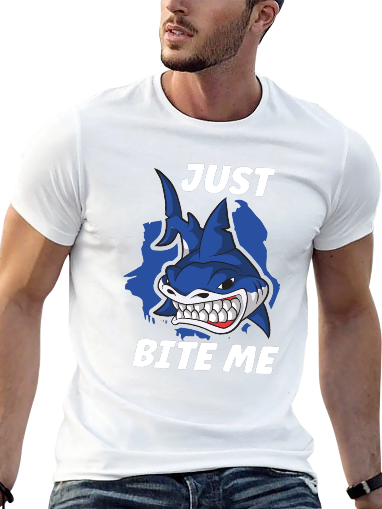Just Bite Me Shark T-Shirt - Funny Novelty Tee