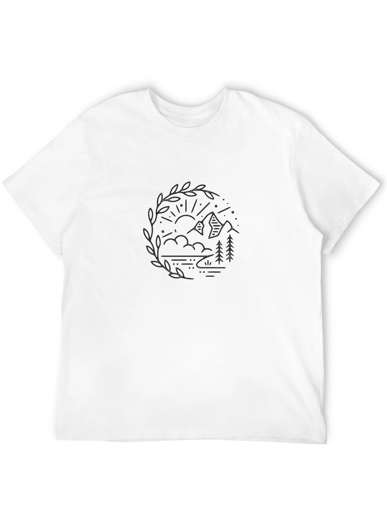 Nature Graphic Tee - Mountain Trees & Lake Design