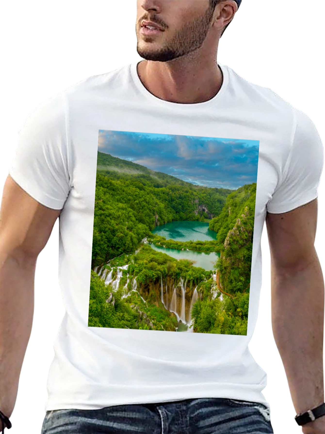 Waterfall Graphic Tee - Nature Lovers Black T-Shirt