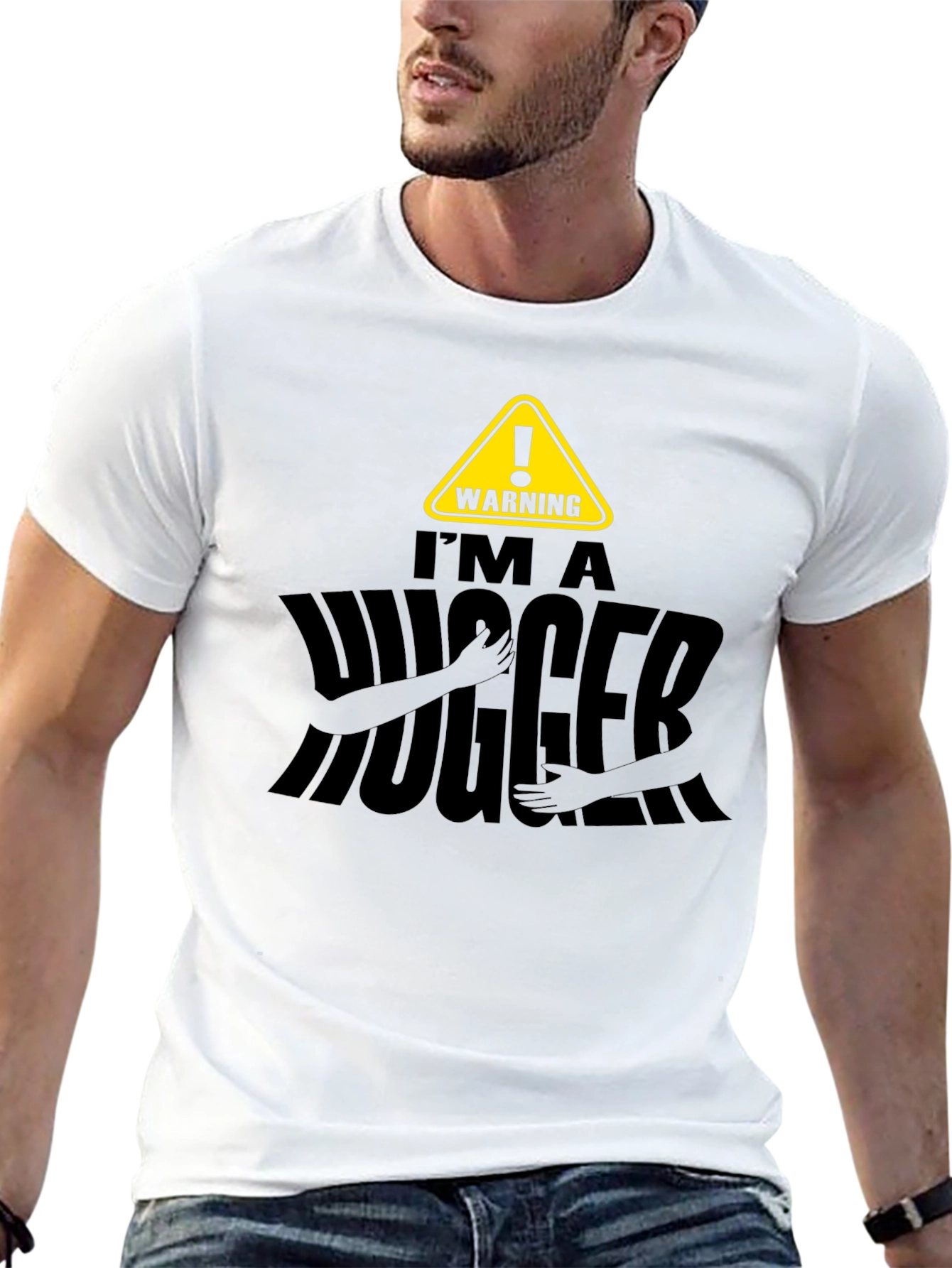 Warning Im A Hugger Mens Black T-Shirt