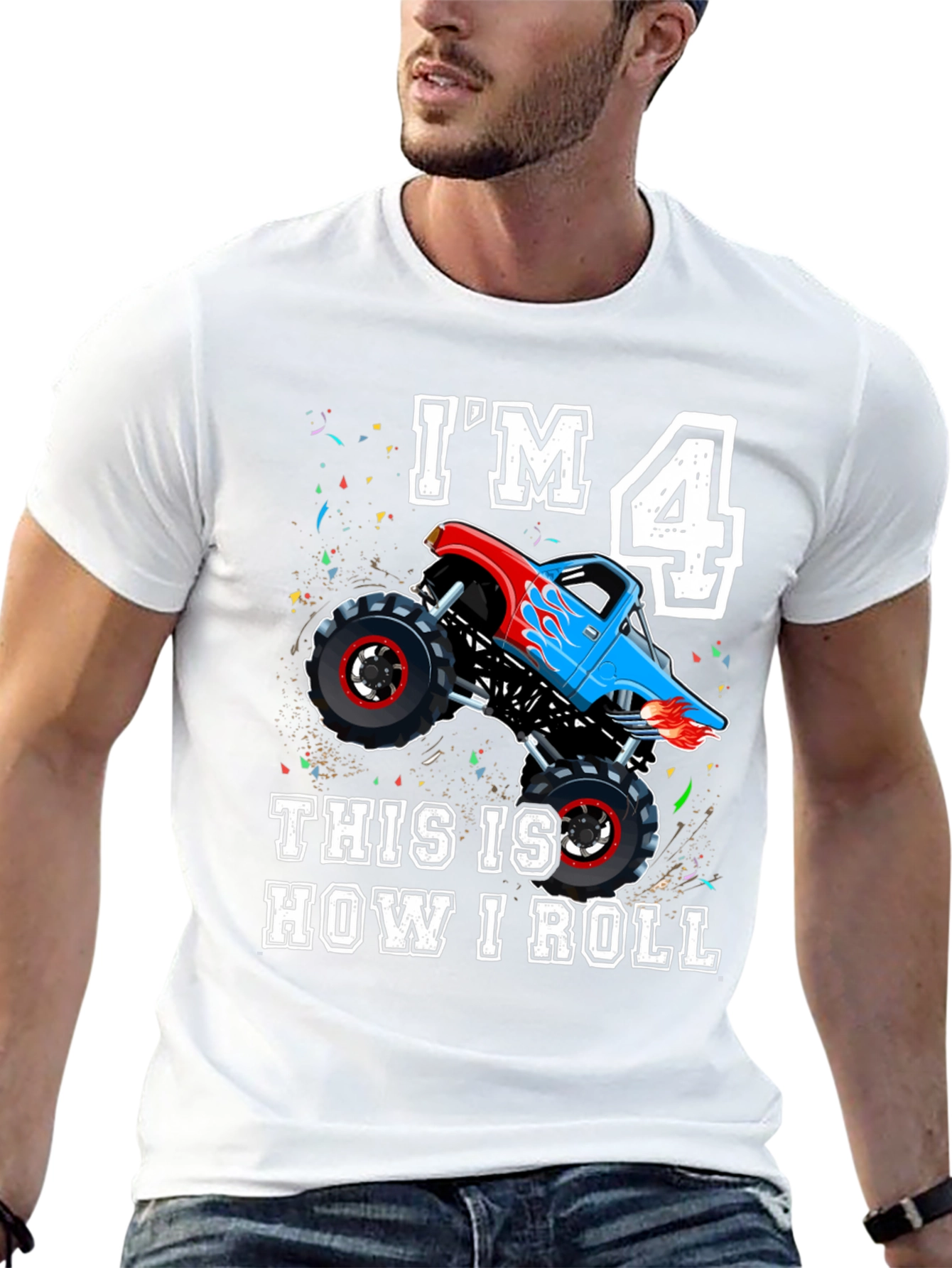 Im 4 Monster Truck Birthday Shirt