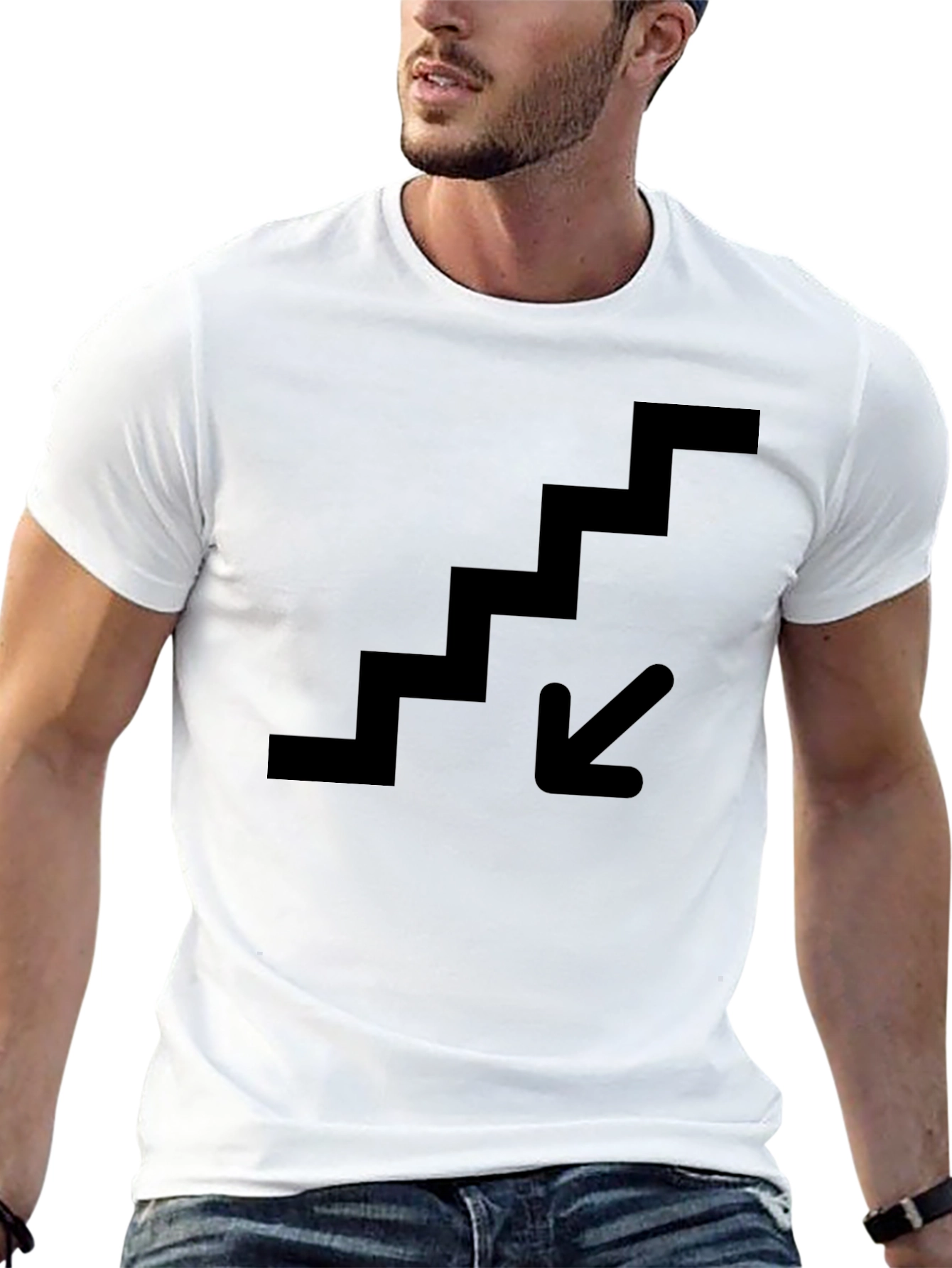 Downstairs Graphic Tee - Black Cotton T-Shirt