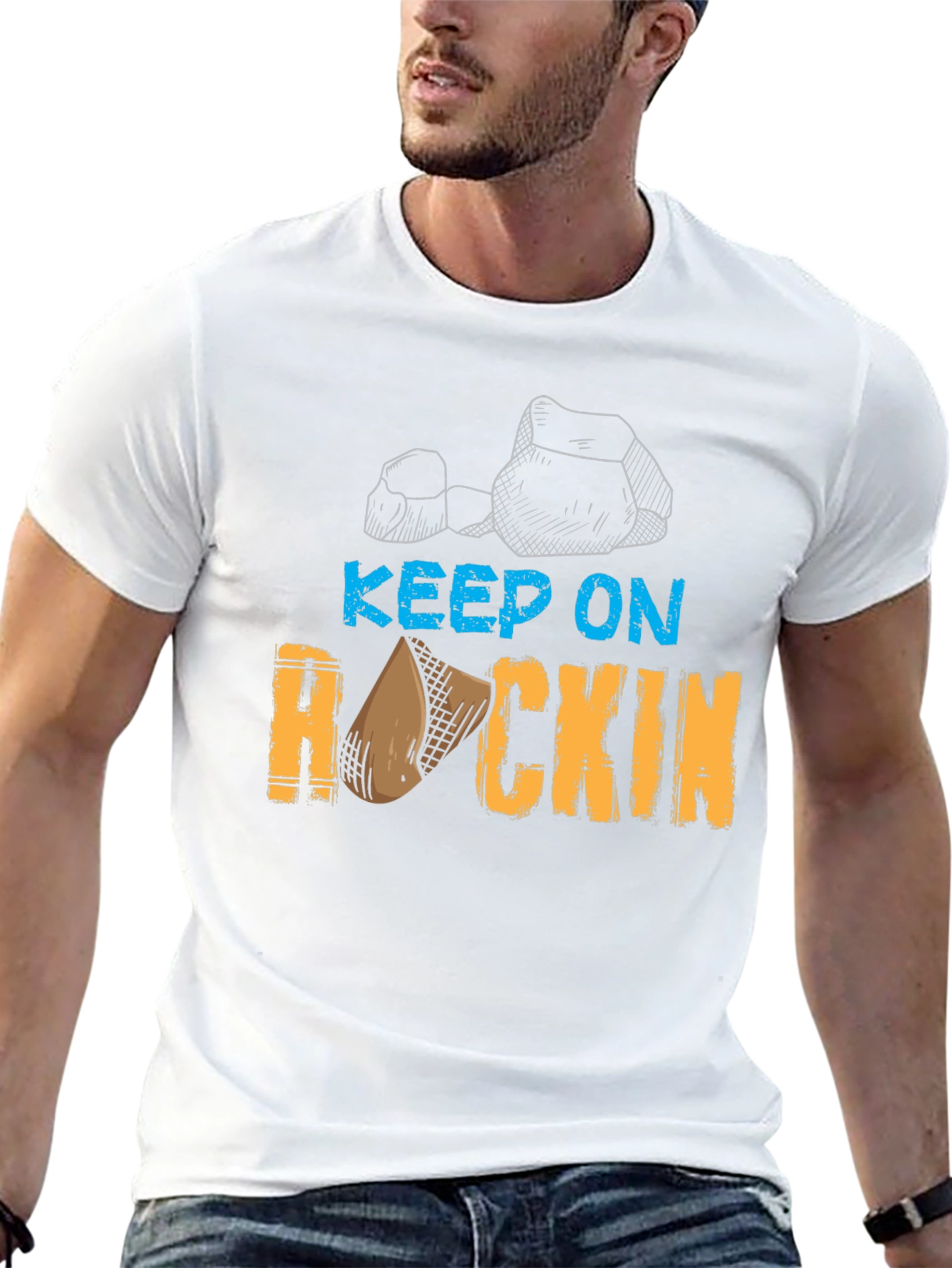 Keep On Rockin T-Shirt - Casual Graphic Tee