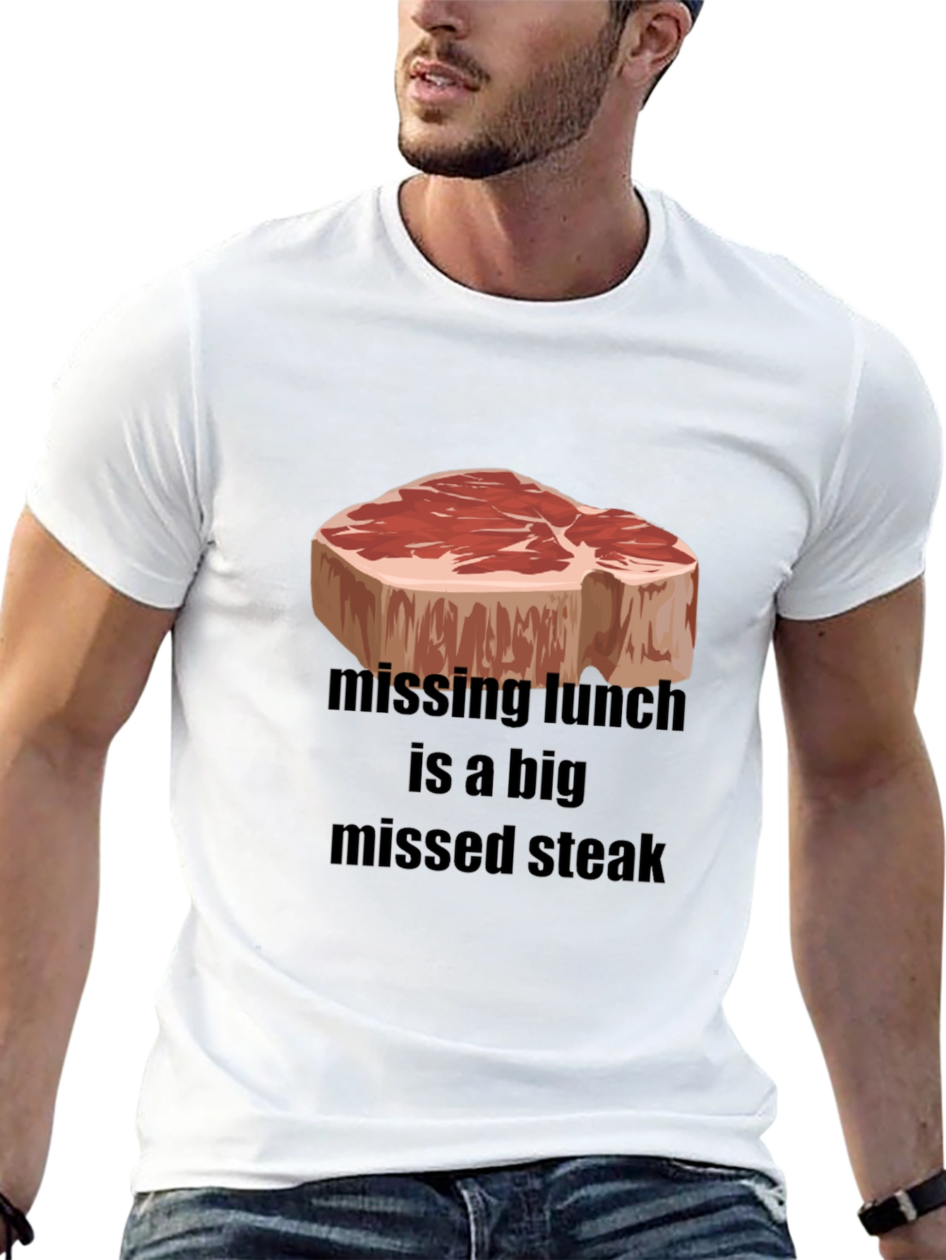 Funny Steak T-Shirt - Missing Lunch Missed Steak Tee