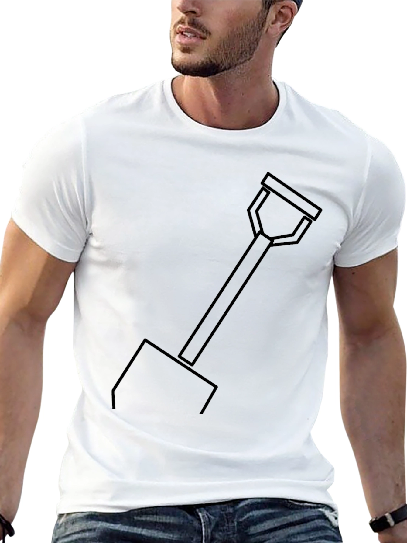 Minimalist Shovel Graphic Tee - Black Cotton