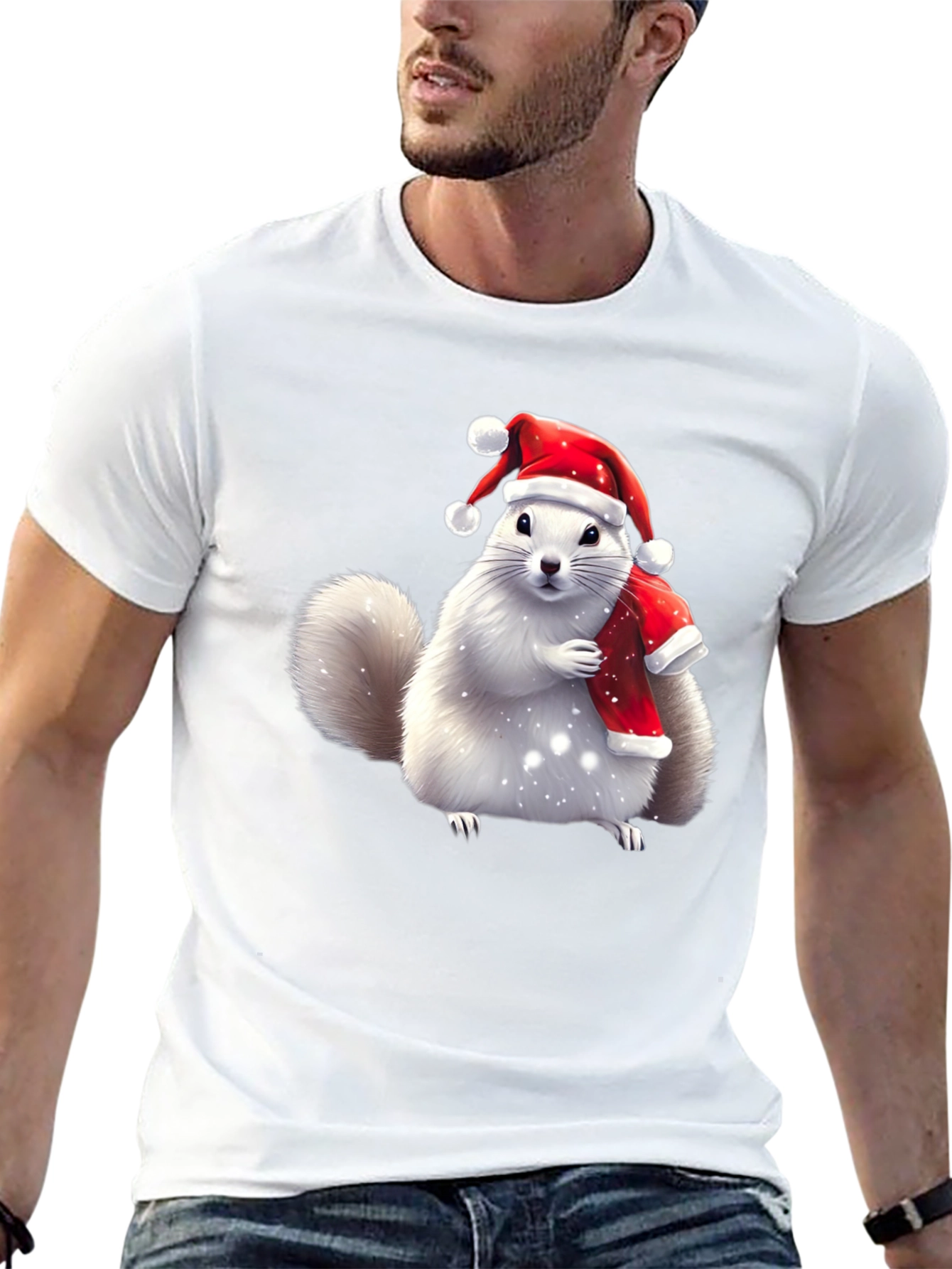 Festive Squirrel Graphic Tee - Holiday Cheer