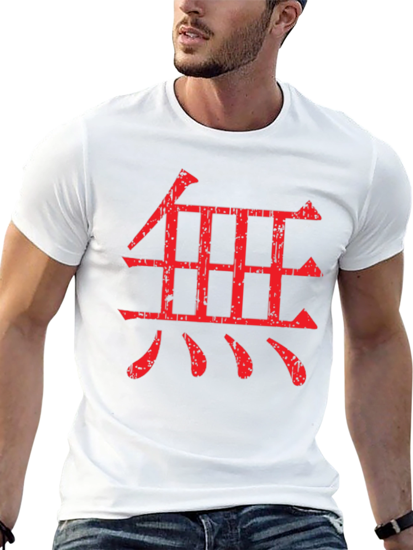 Red Kanji Symbol Graphic Black T-Shirt