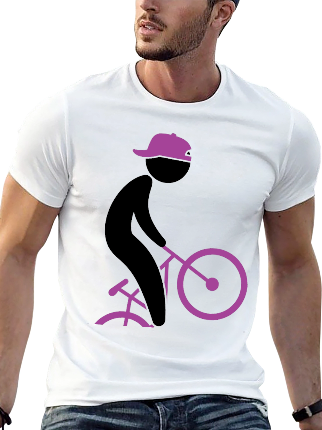 Cool Black T-Shirt with Cyclist Graphic