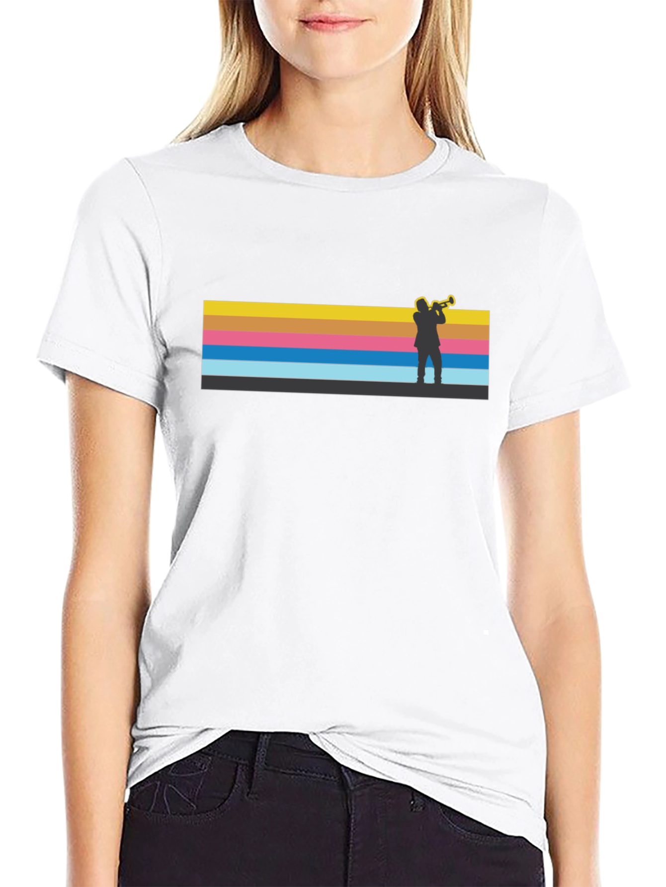 Jazz Trumpet Retro Style Black T-Shirt
