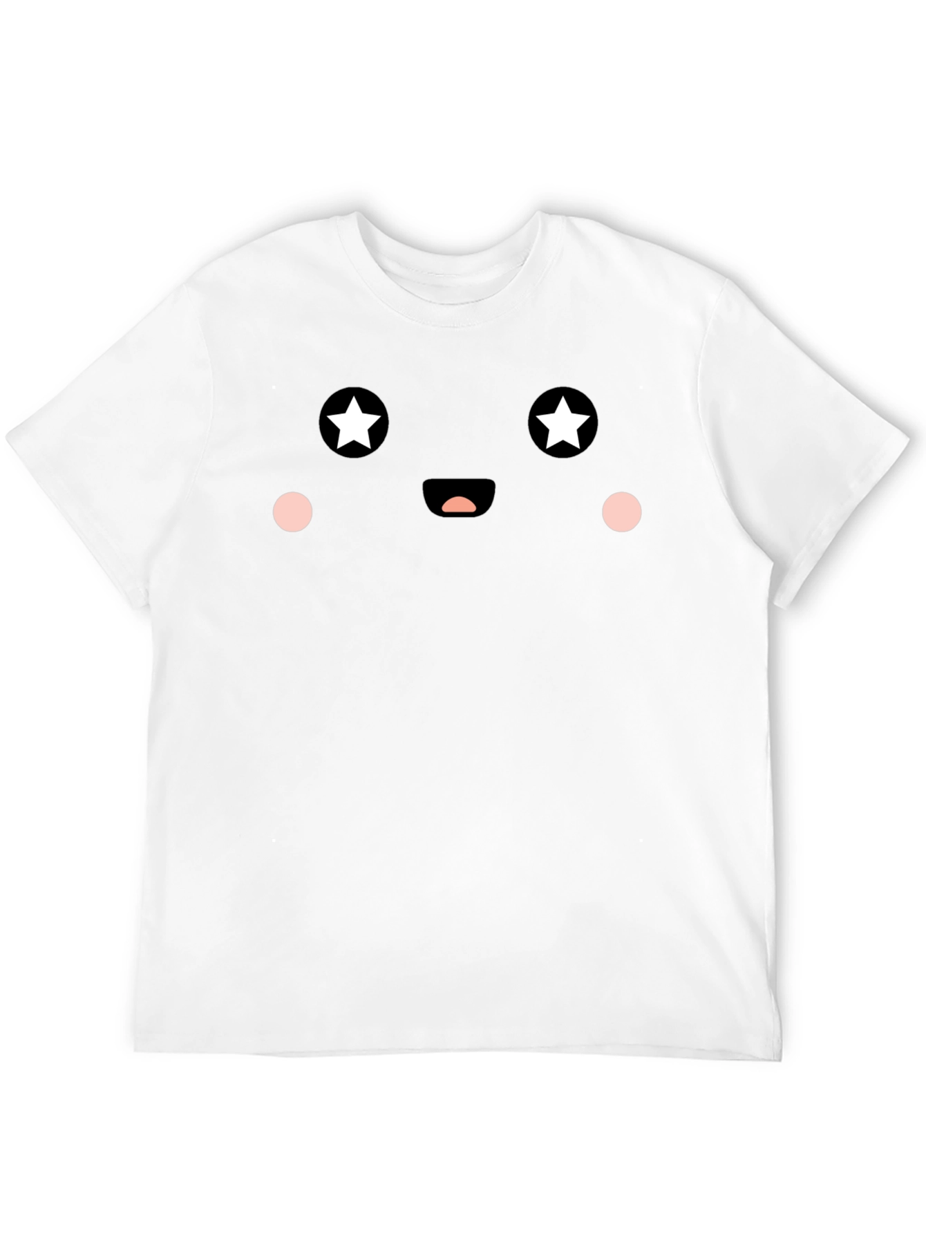 Cute Star Eyes Face Graphic Tee - Black T-Shirt