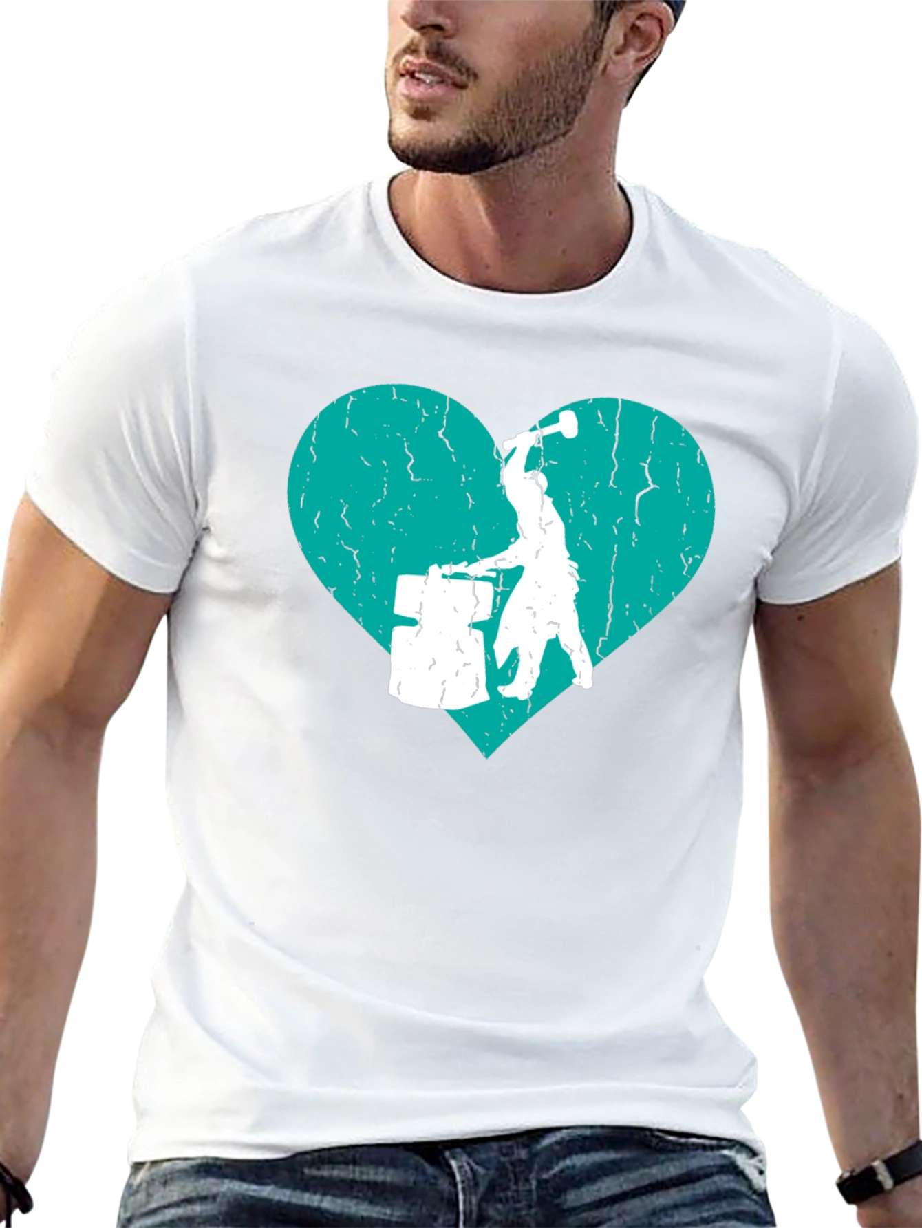 Drummer Heart Graphic Tee - Black Cotton T-Shirt