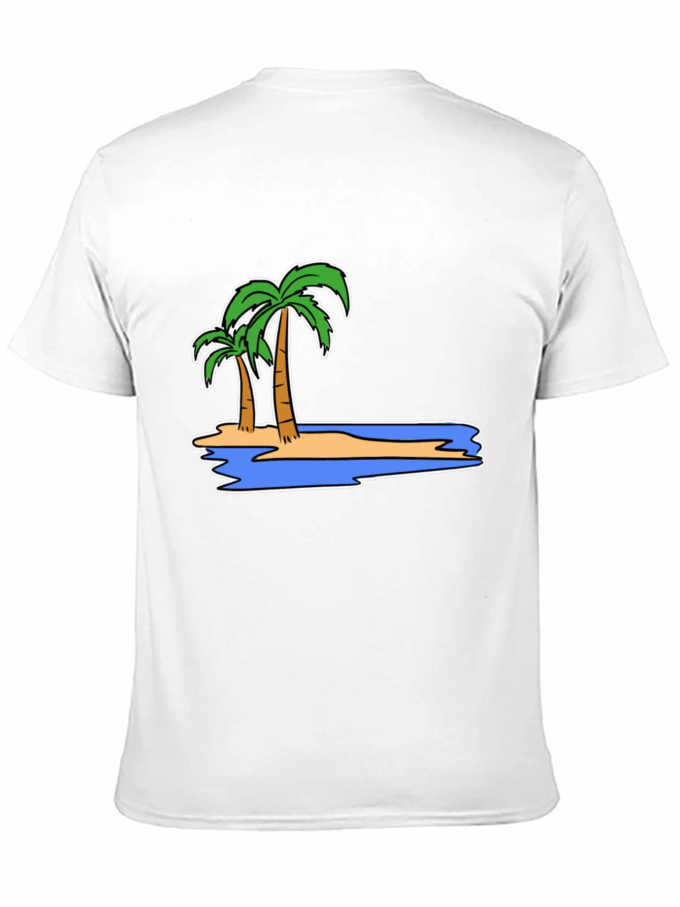 Island Palm Tree Graphic Tee - Black Cotton T-Shirt