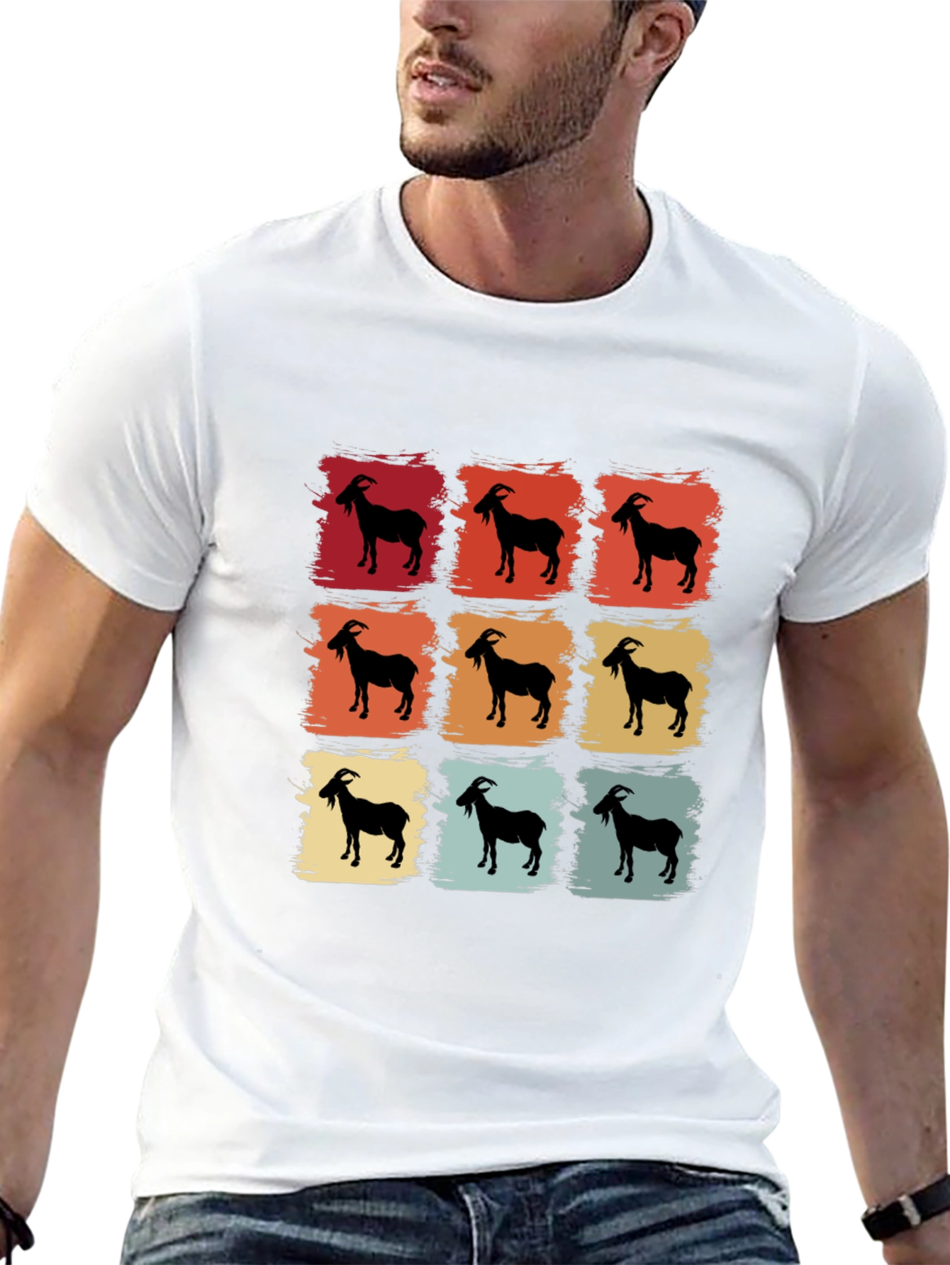 Retro Goat T-Shirt - Cool Animal Tee