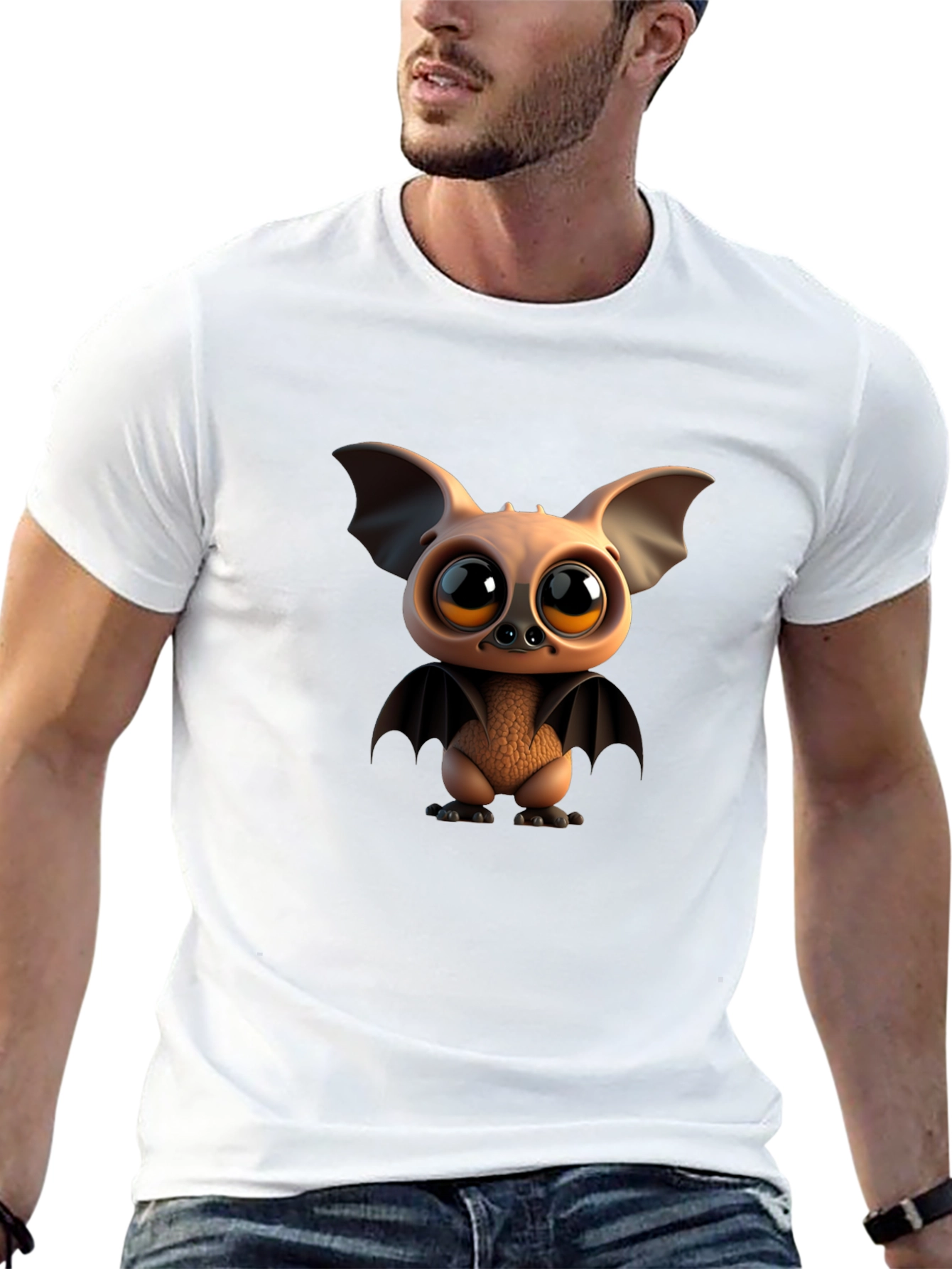 Cute Cartoon Bat Graphic T-Shirt
