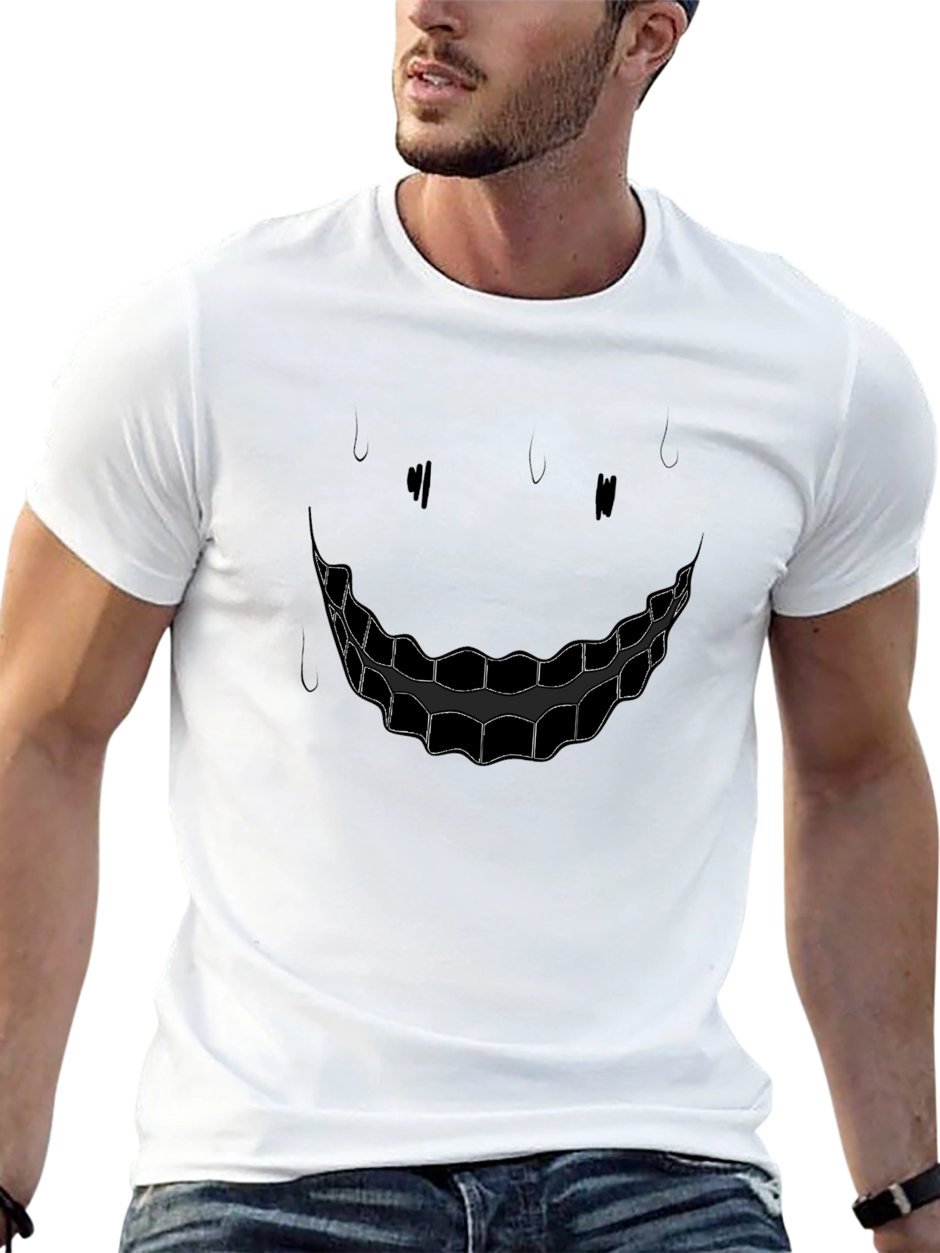 Creepy Smile Graphic Black T-Shirt