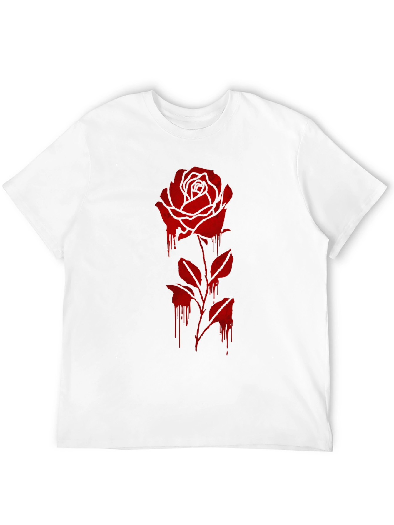 Mens Black T-Shirt with Dripping Rose Graphic