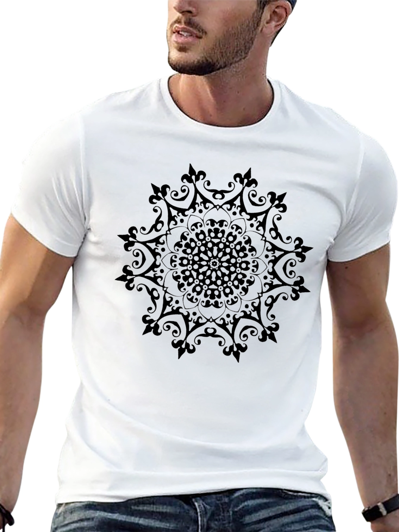 Black Mandala Graphic Tee - Stylish Unisex Casual Wear