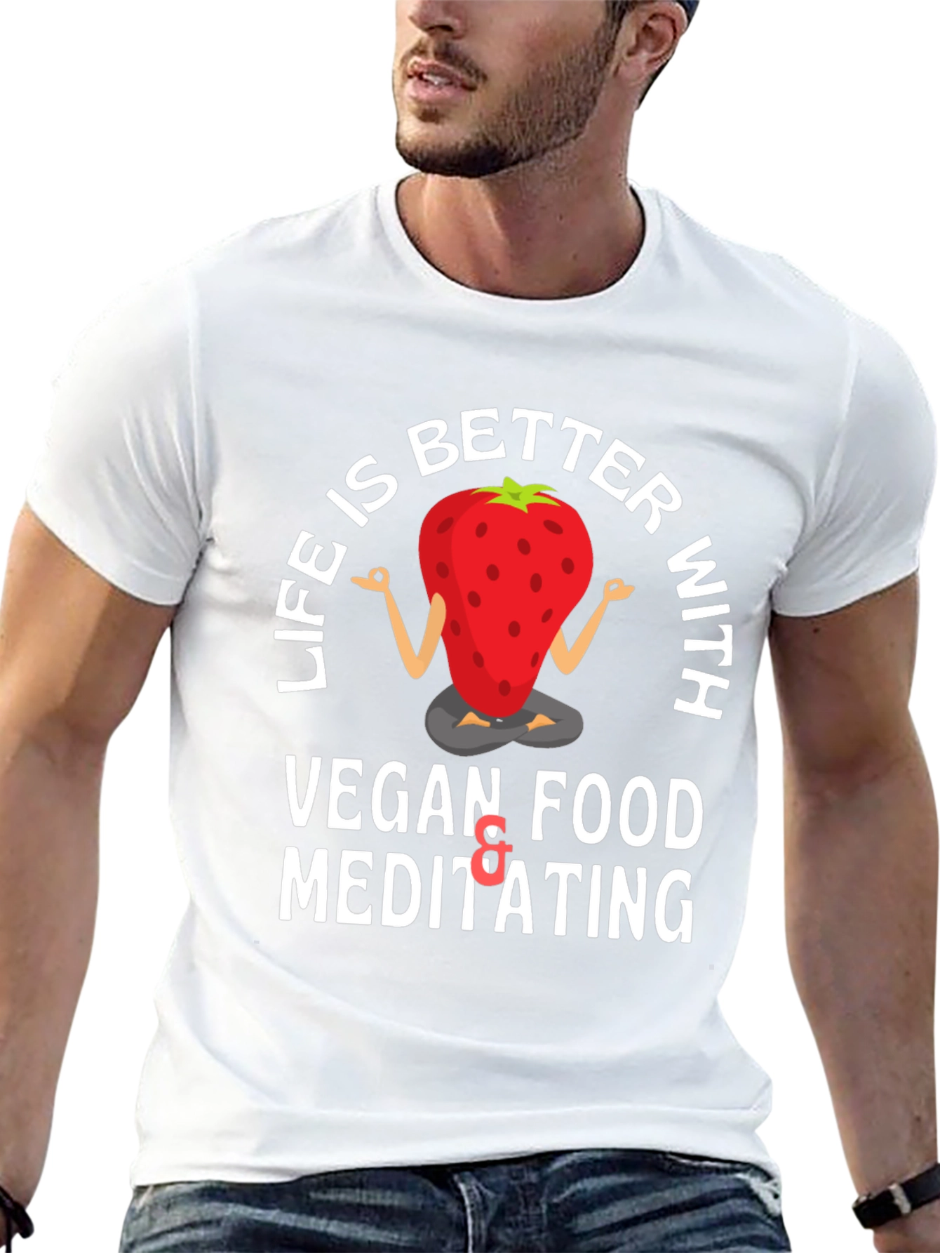 Vegan Strawberry Meditating T-Shirt