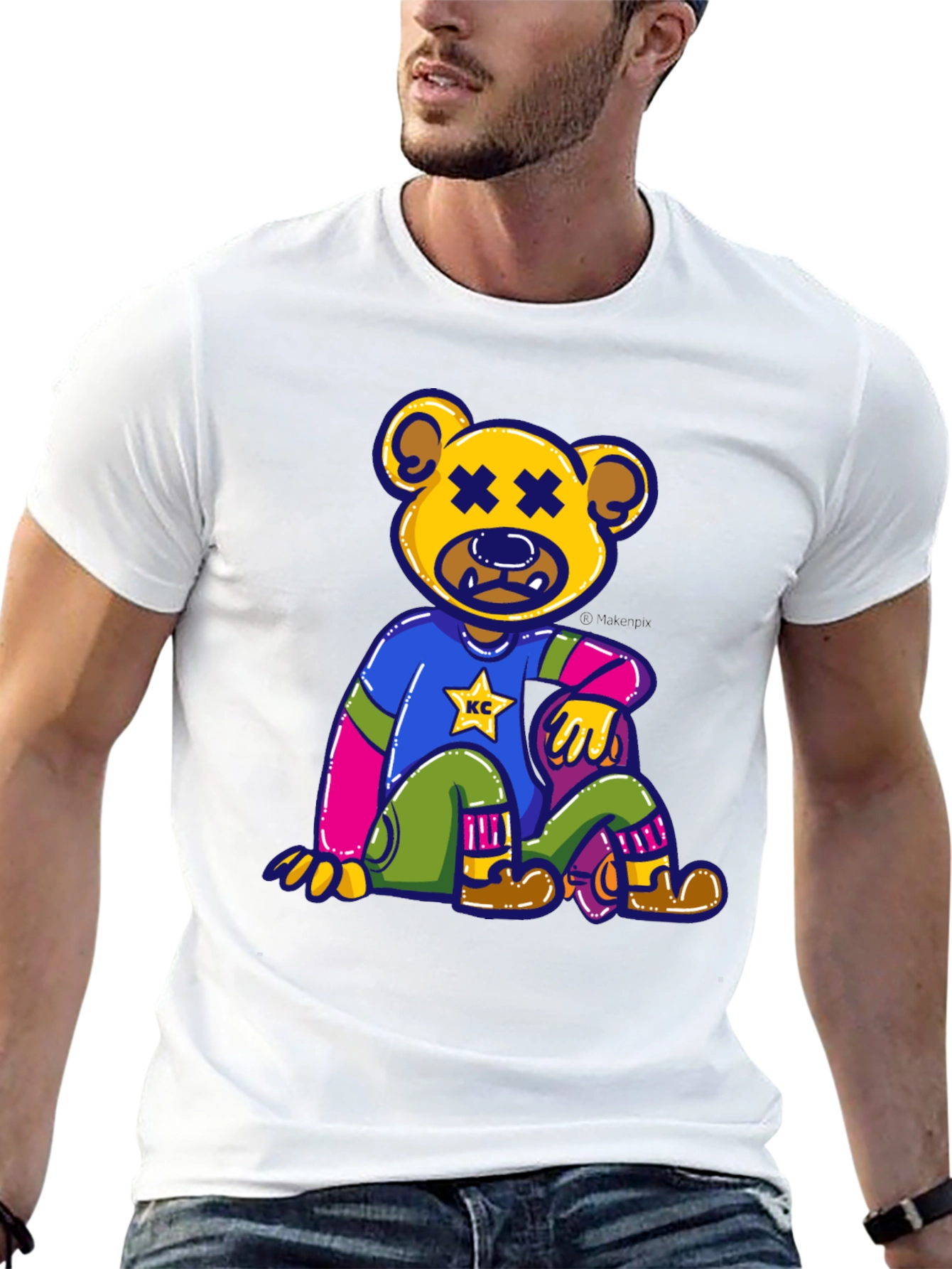 Novelty Bear Graphic Tee - Comfortable Cotton Blend