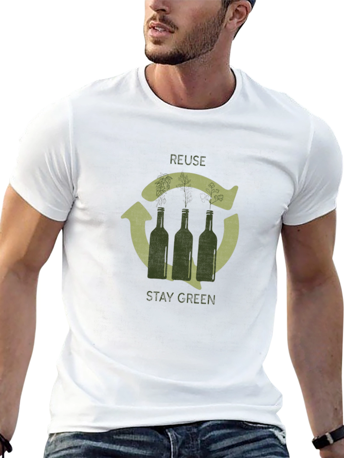 Eco-Friendly Reuse Stay Green Graphic T-Shirt