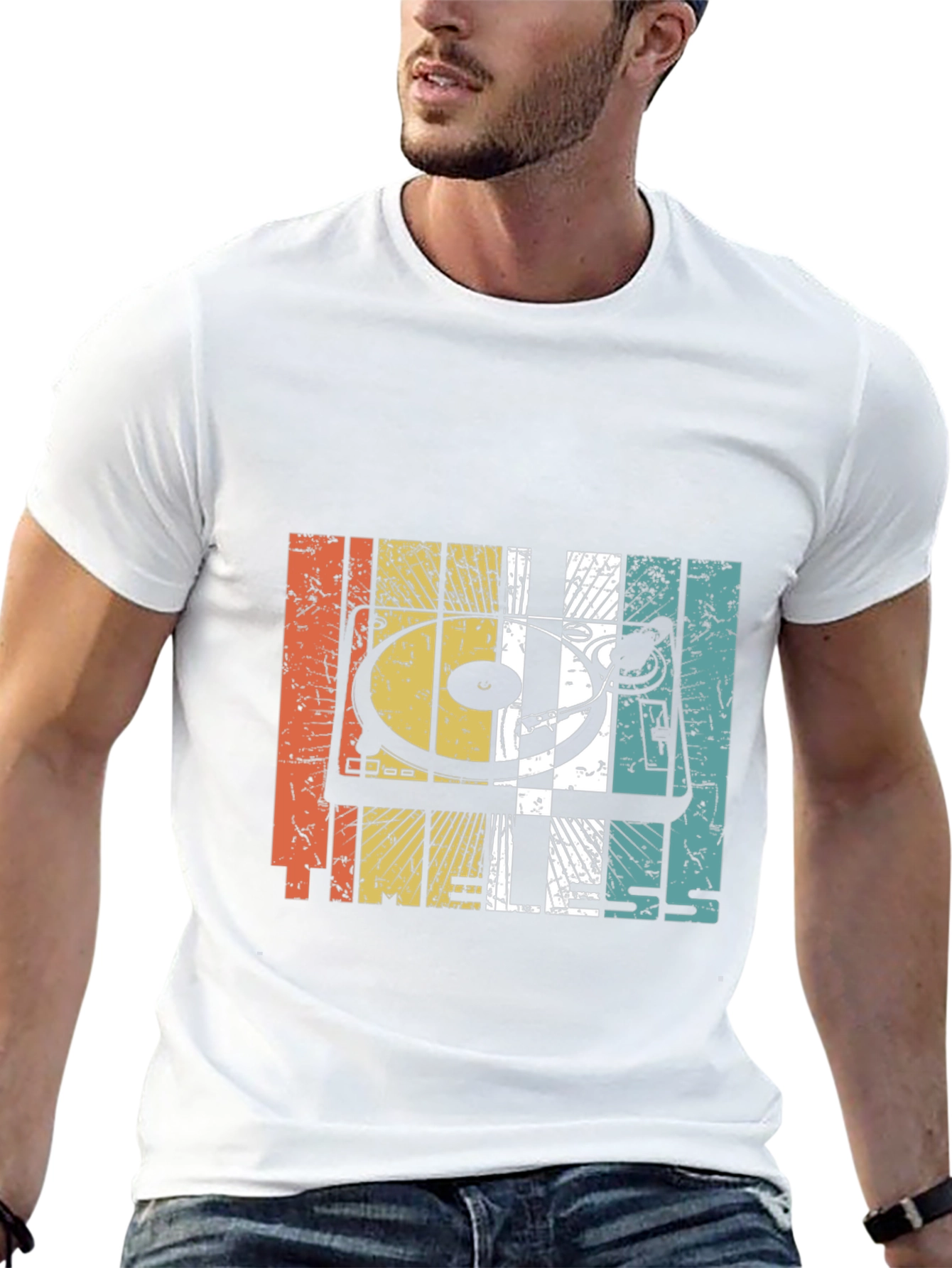 Retro Turntable Graphic Black T-Shirt