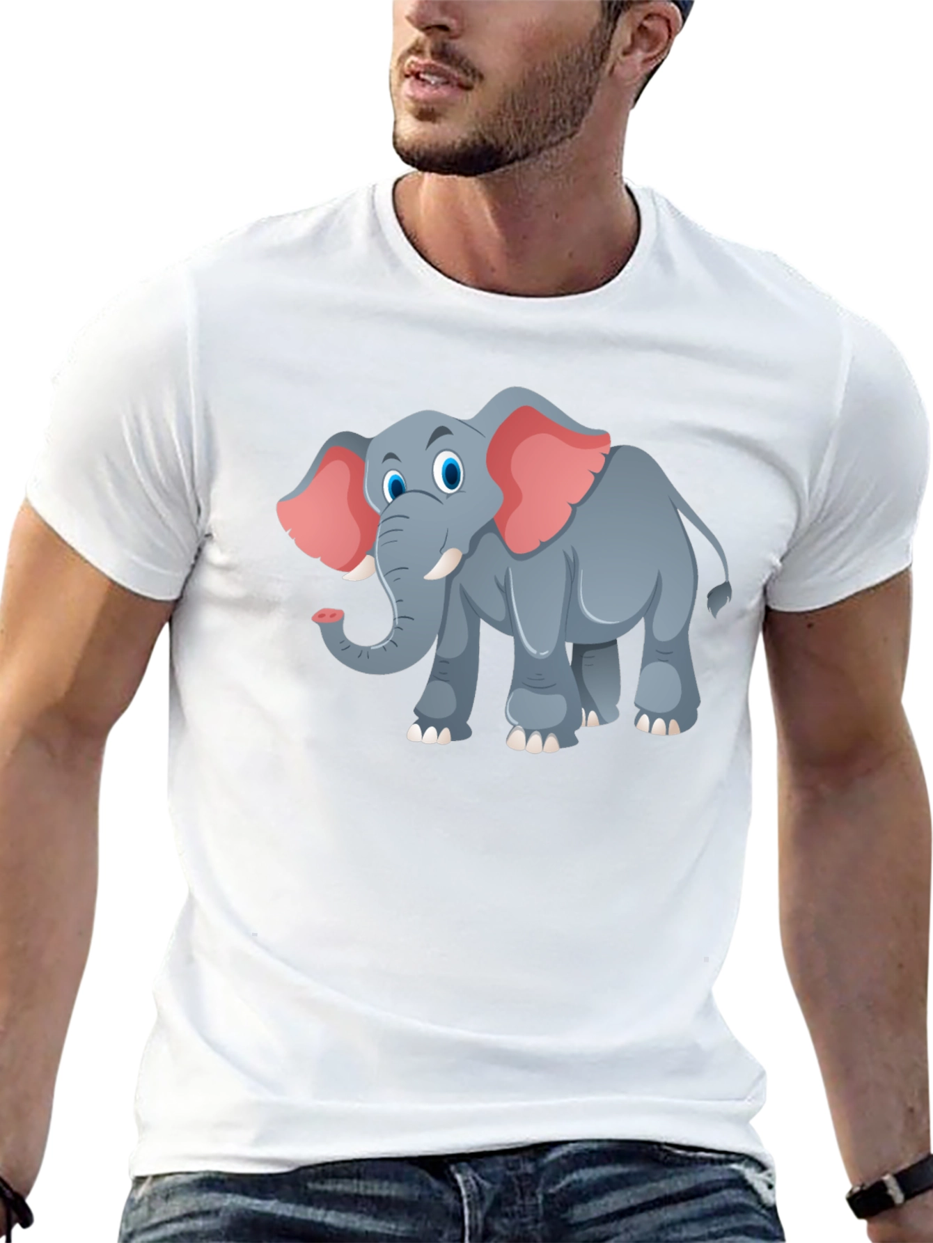 Elephant Graphic Tee - Black Cotton T-Shirt