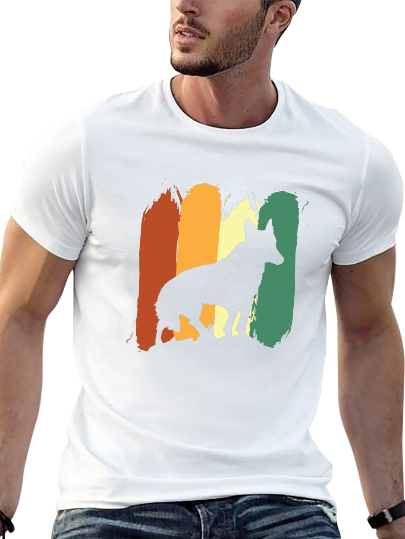 Retro Dog Silhouette Graphic Tee - Stylish Comfort