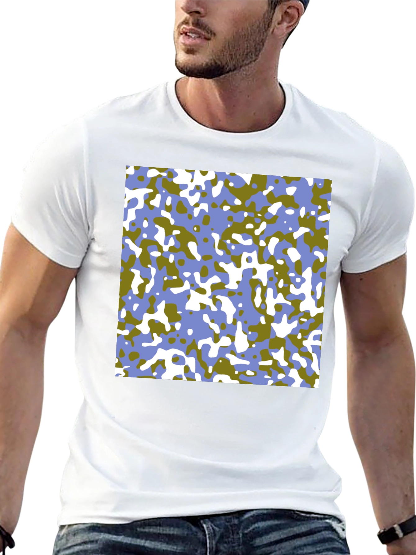 Abstract Camo Print Black T-Shirt