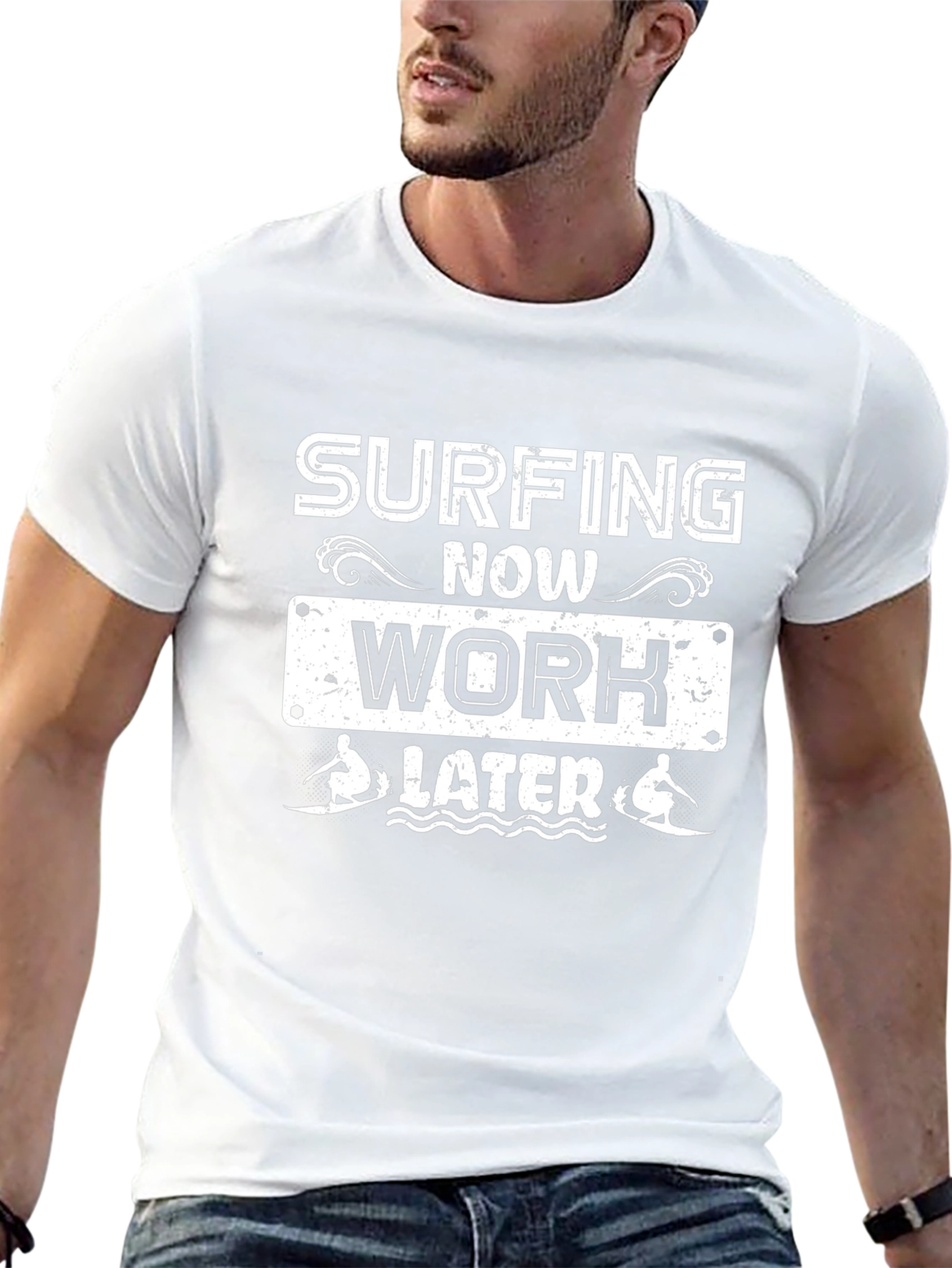Surfing Now Work Later Graphic T-Shirt