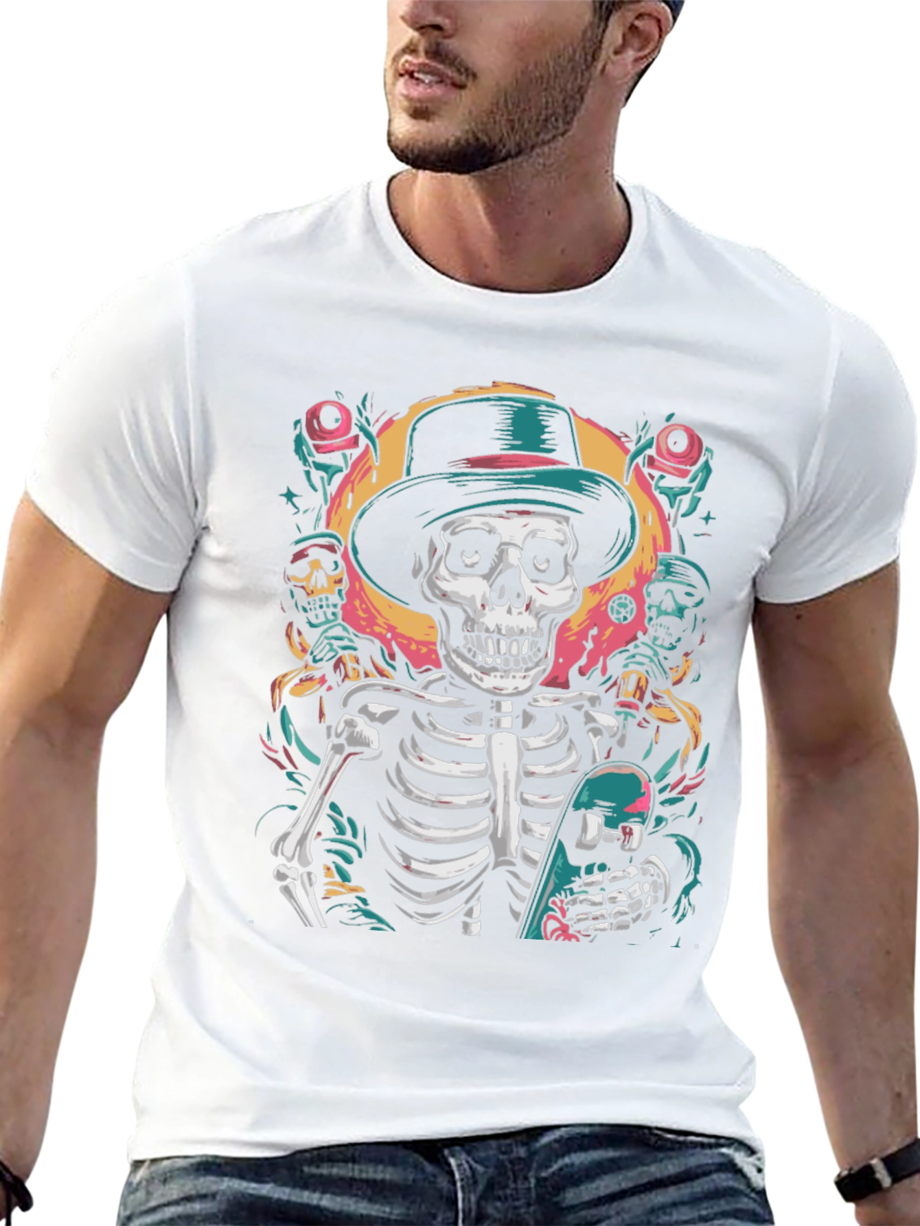 Skateboarding Skeleton T-Shirt - Cool Graphic Tee