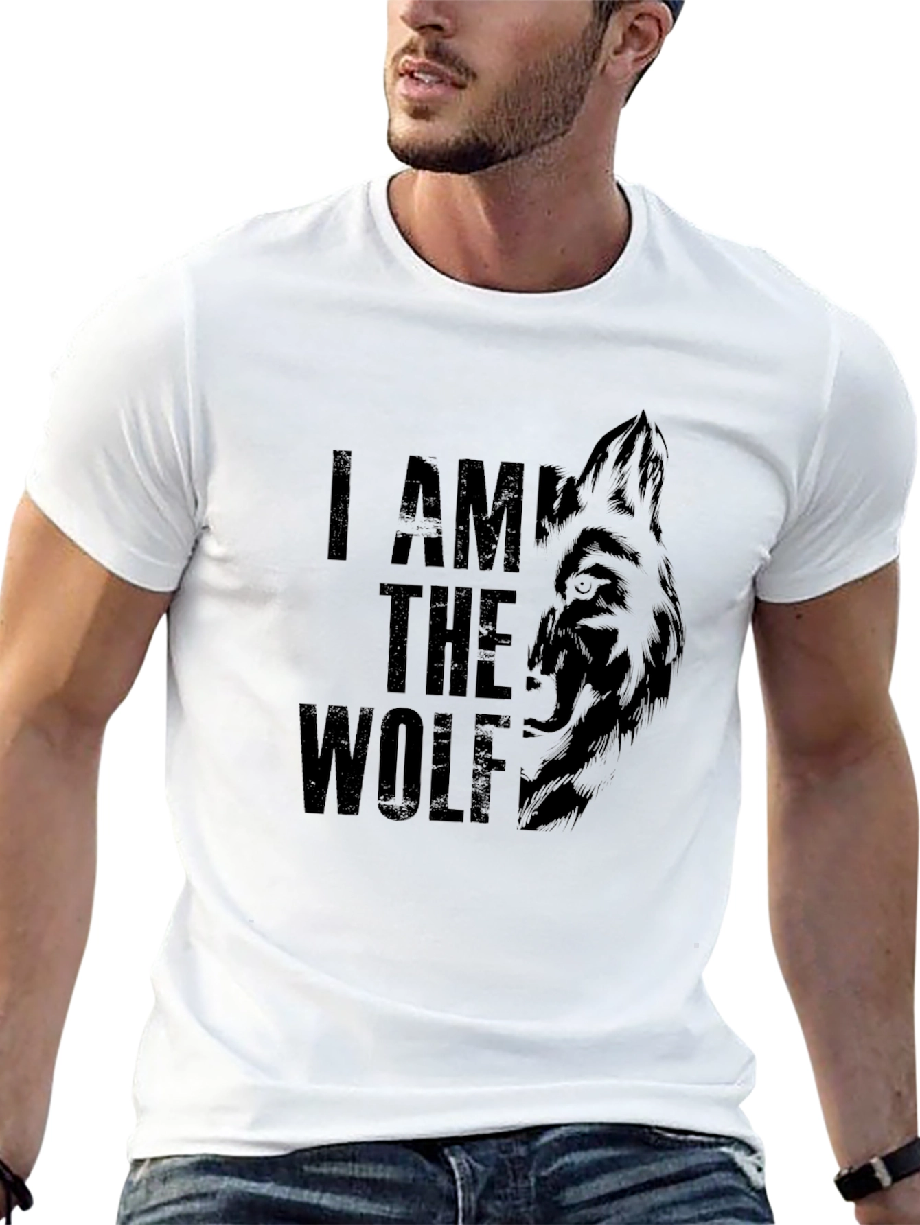 I Am The Wolf T-Shirt Black Crew Neck