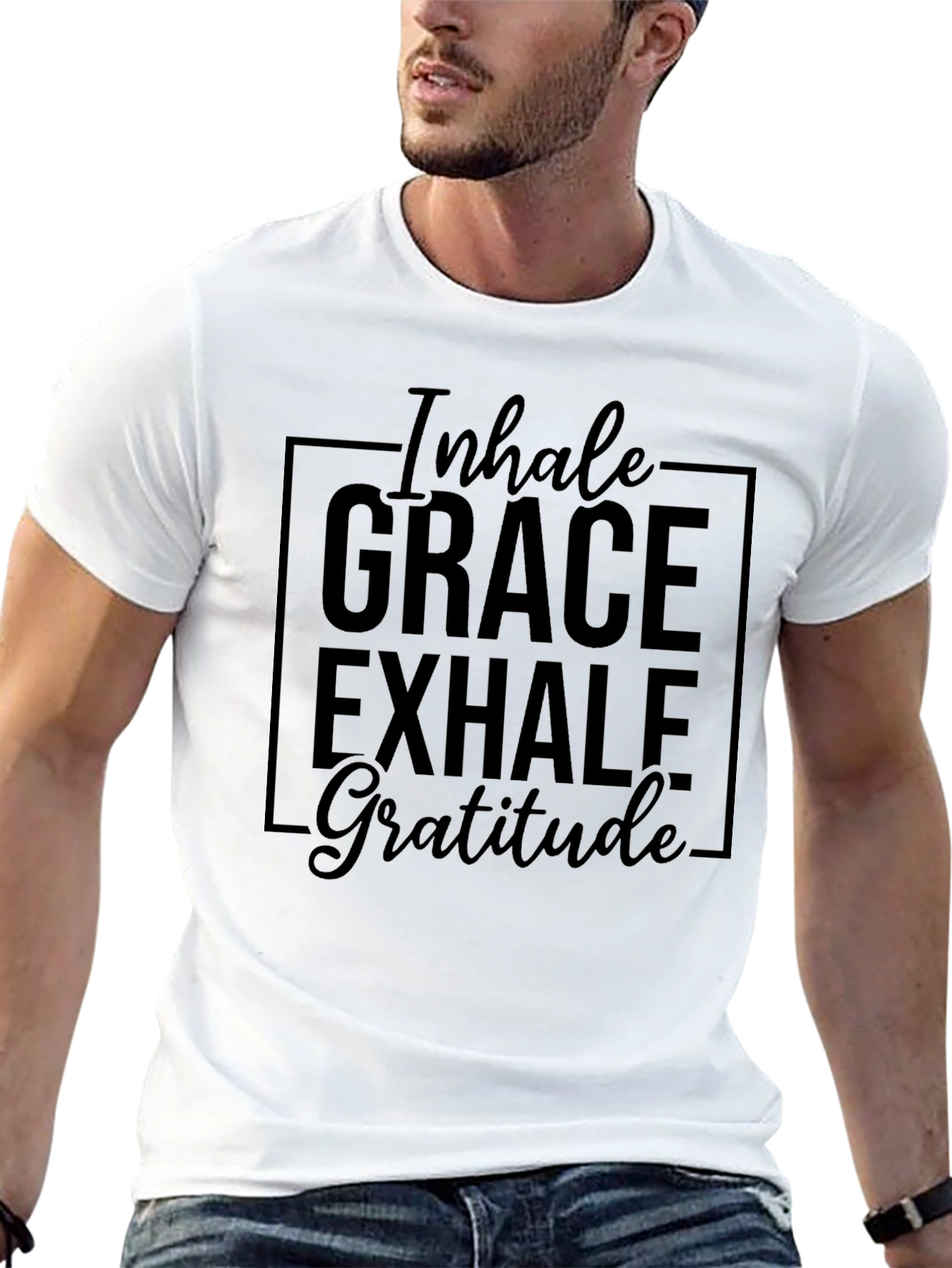 Inhale Grace Exhale Gratitude Black T-Shirt