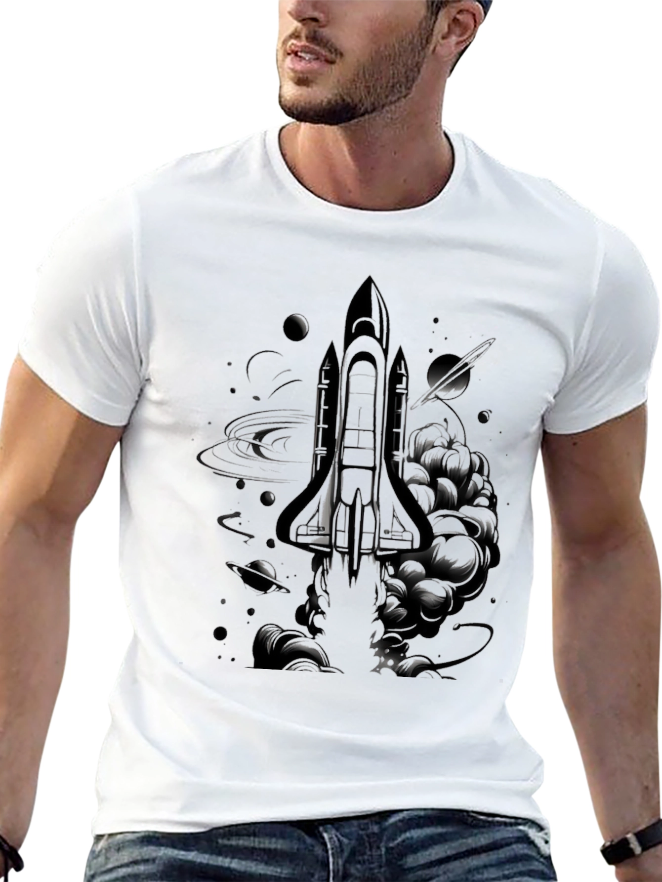 Cosmic Shuttle Graphic Tee - Black