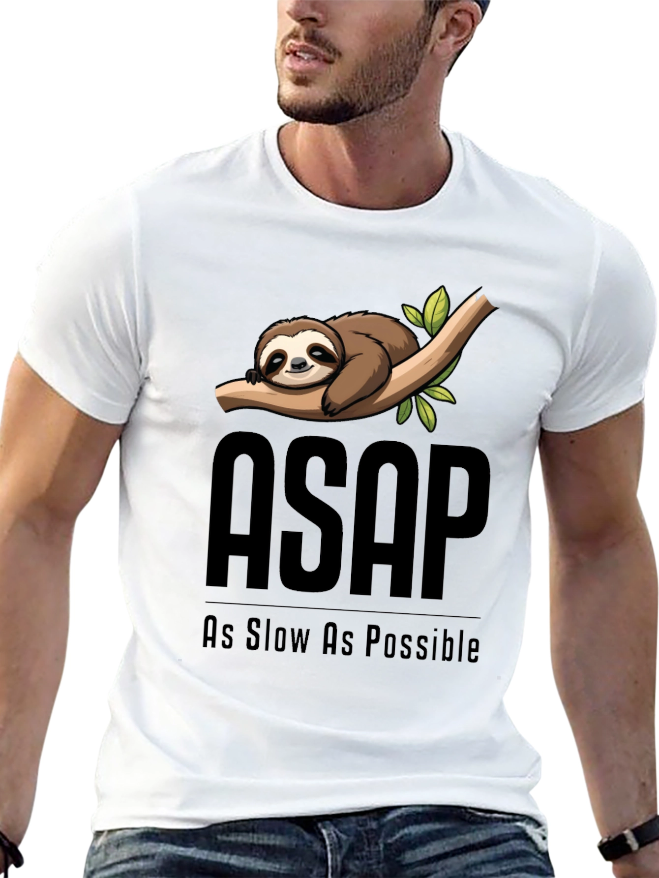 ASAP As Slow As Possible Sloth Graphic T-Shirt