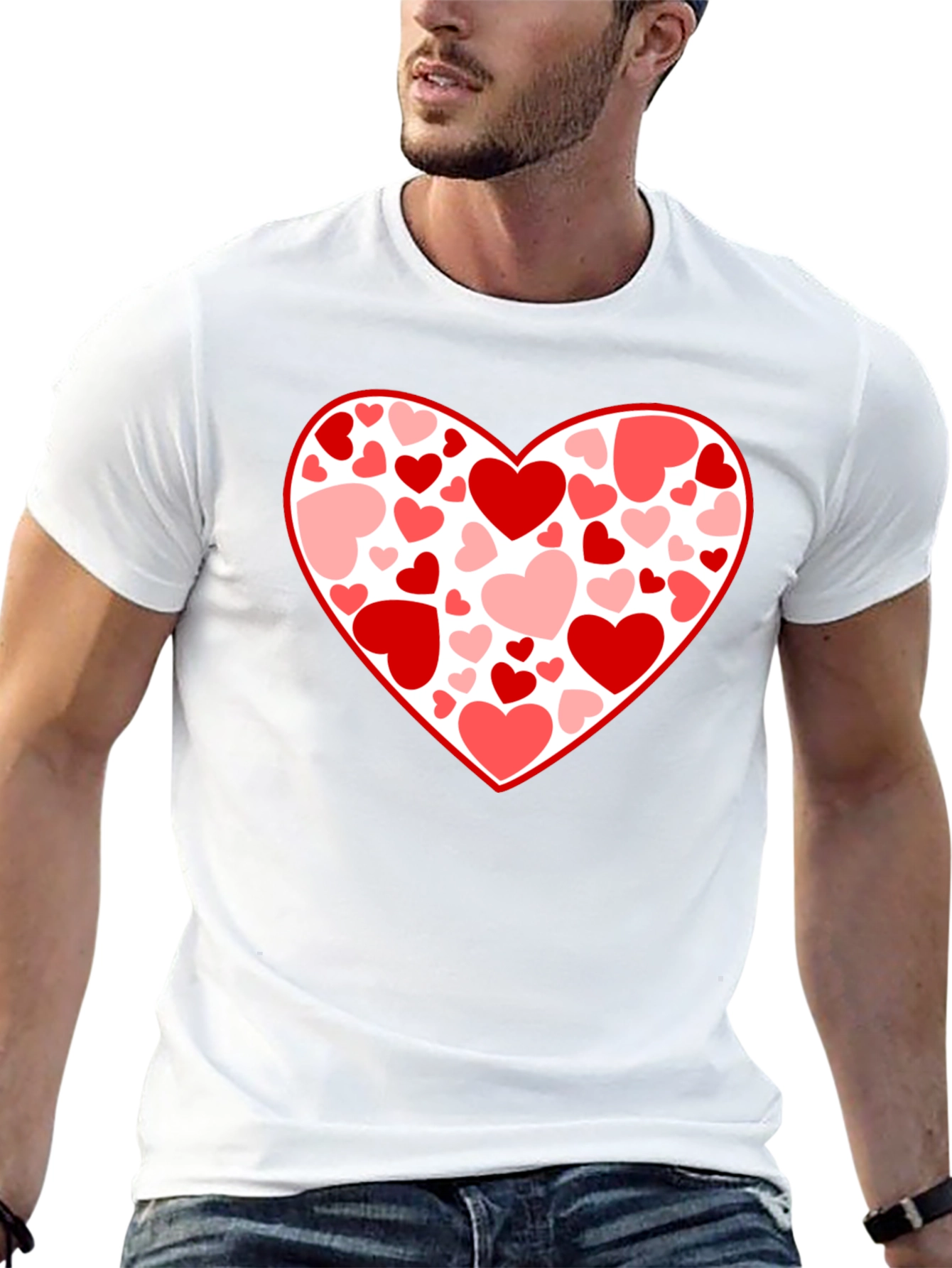 Heart Print Black T-Shirt