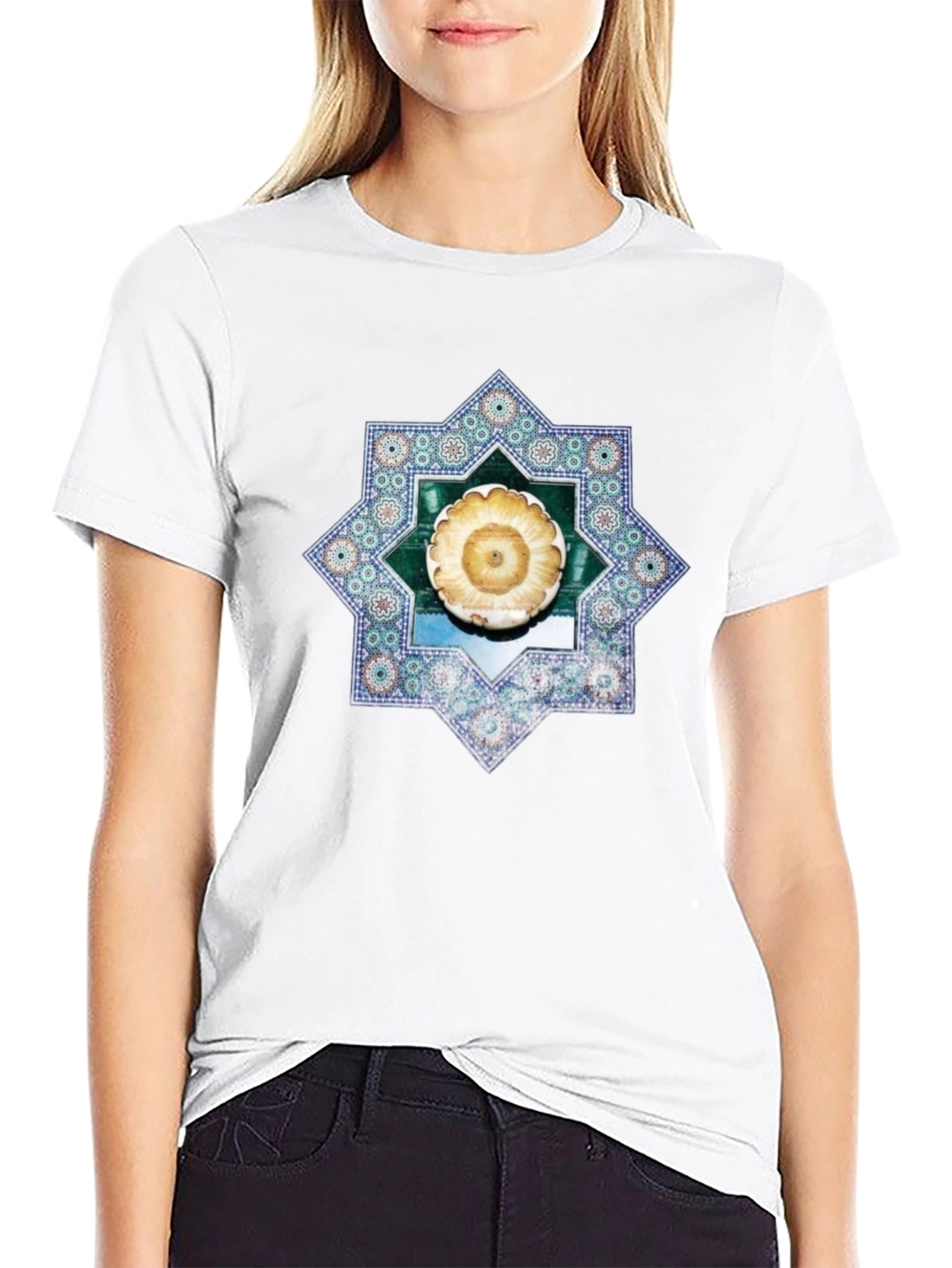 Geometric Floral T-Shirt - Black
