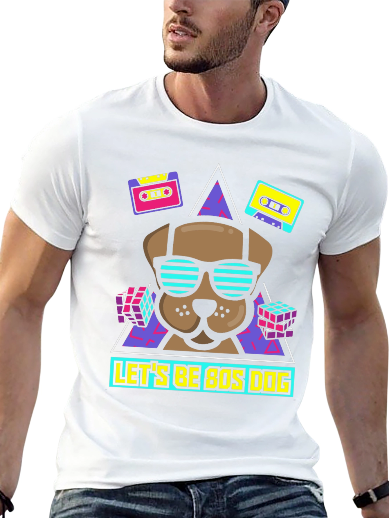 Retro 80s Dog Graphic T-Shirt