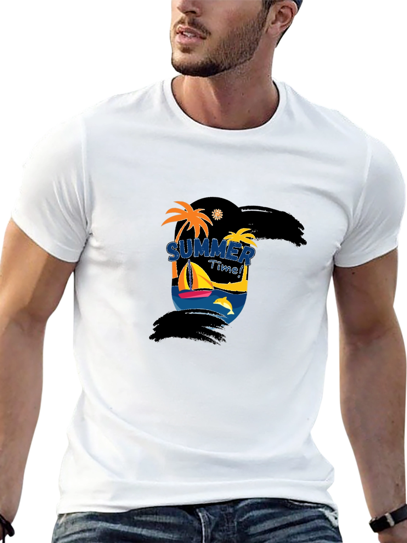 Summer Time Graphic Black T-Shirt