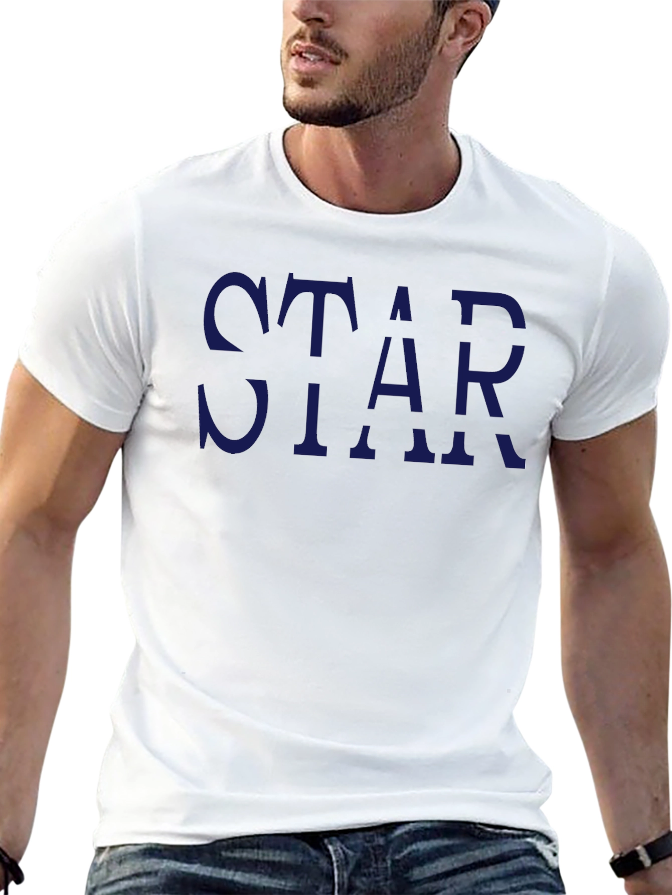 Star Graphic Print Crew Neck T-Shirt