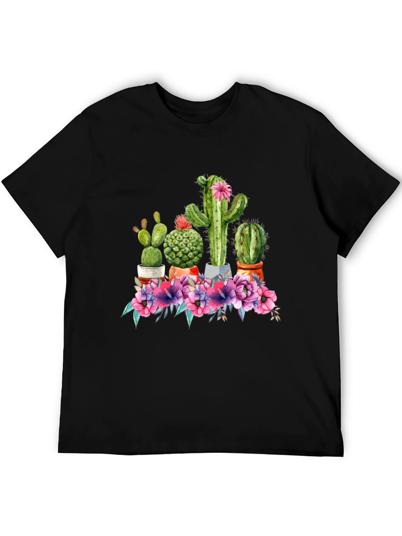 Cactus Flower Graphic Tee - Trendy Unisex T-Shirt