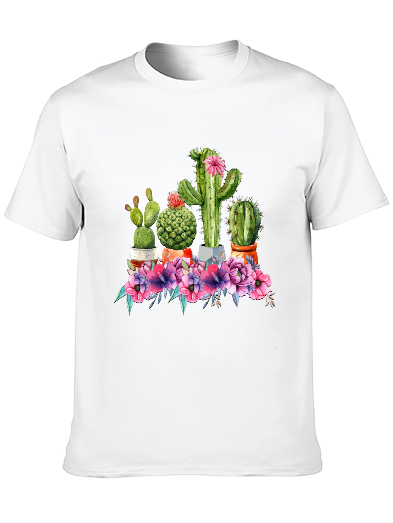 Cactus Flower Graphic Tee - Trendy Unisex T-Shirt