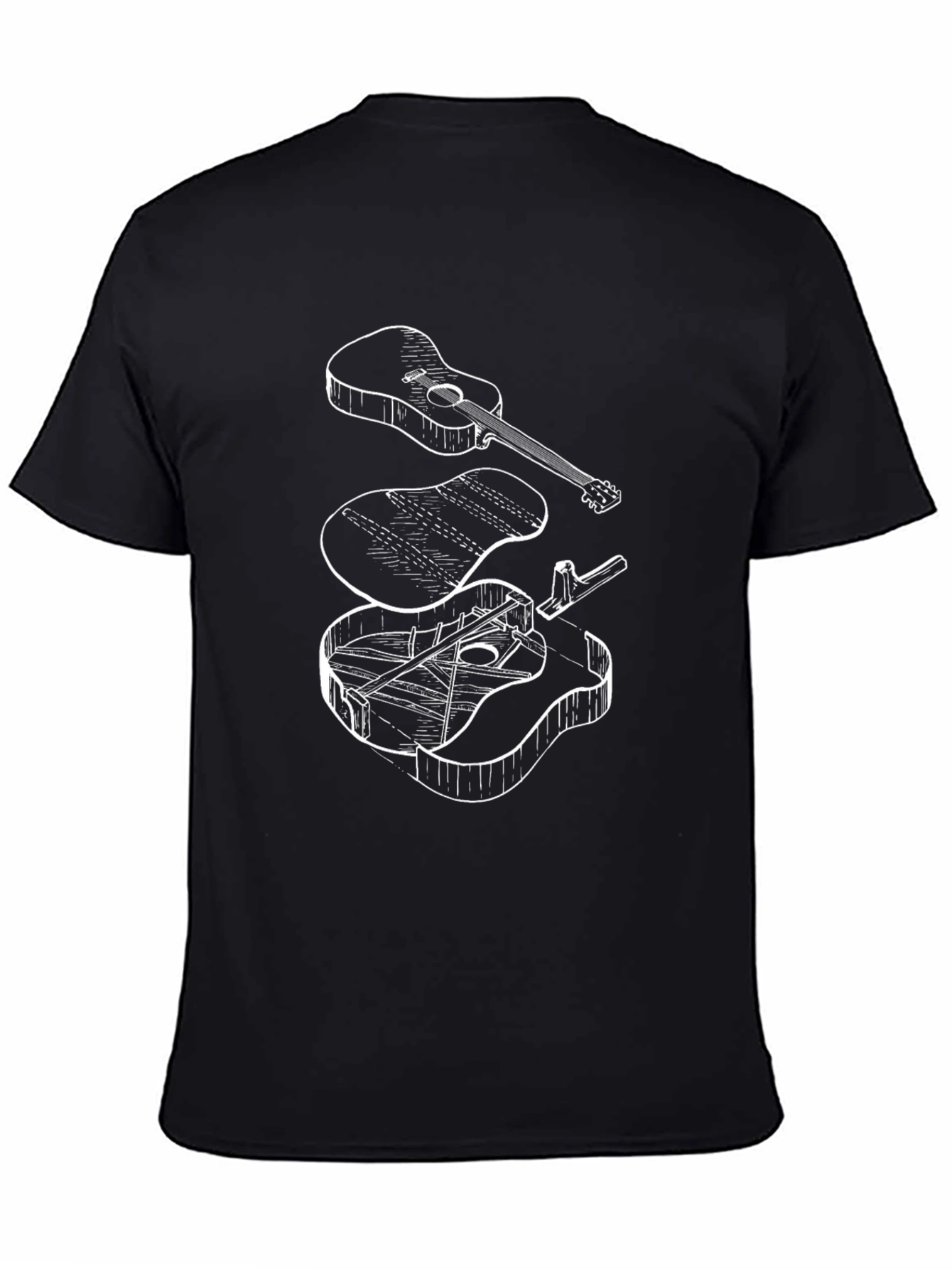 Deconstructed Guitar Black T-Shirt - Musical Graphic Tee
